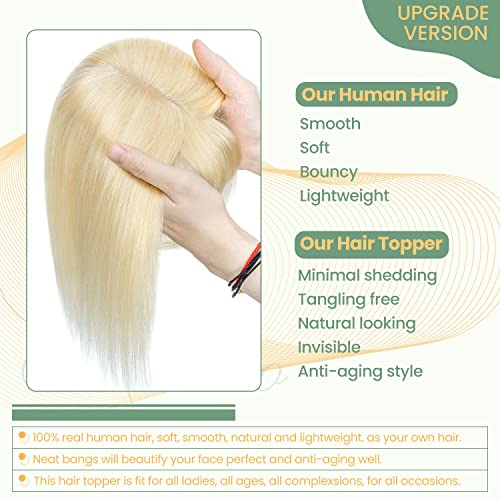 Clip in Human Hair Topper with Silk Base - Natural Looking Hairpiece for Thinning Hair - Perfect for Daily Wear, Special Occasions & Styling