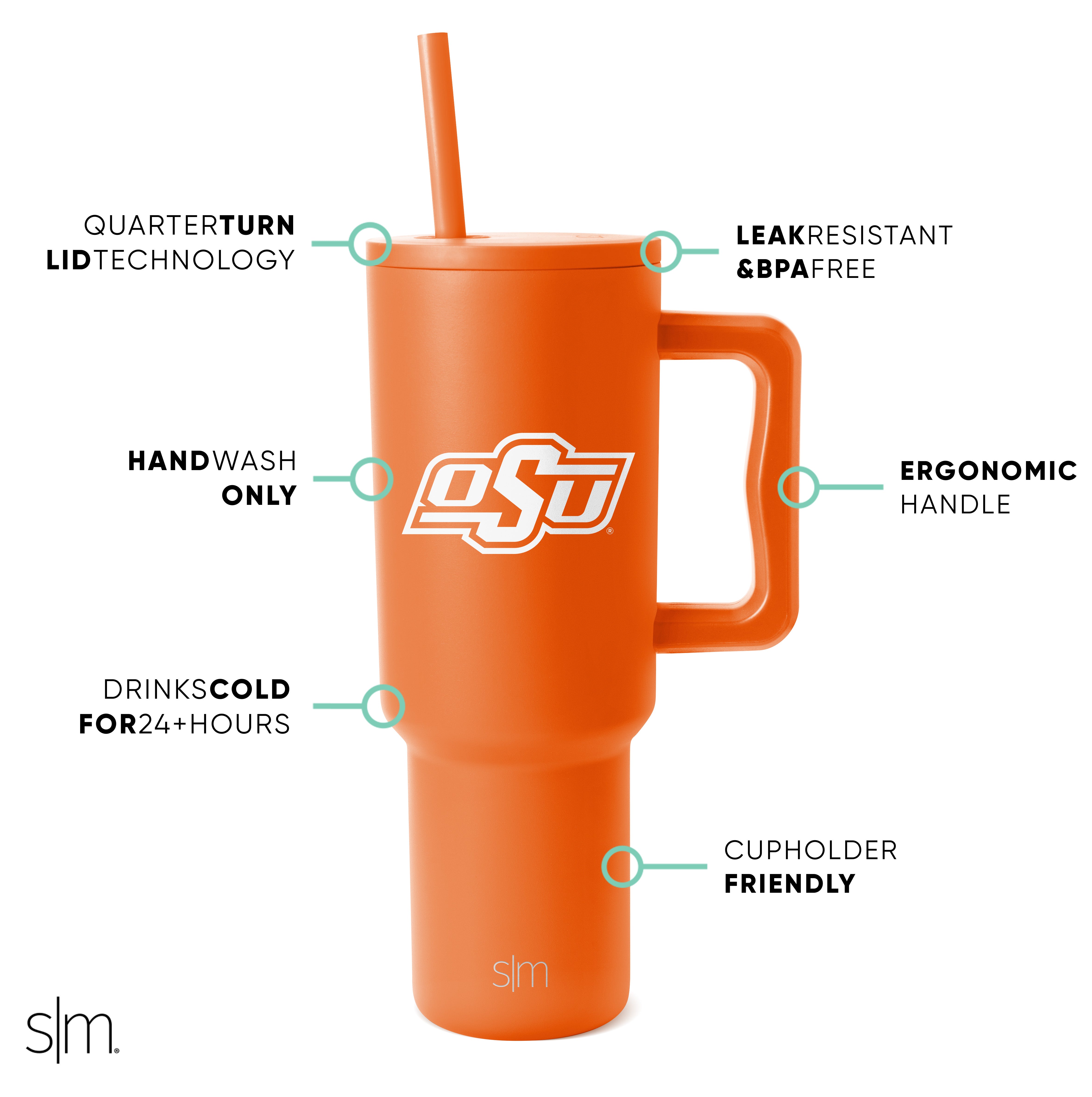 Collegiate Trek Tumbler - 20oz Insulated Stainless Steel Water Bottle with Lid for College Students - Perfect for Campus, Hiking and Outdoor Adventures
