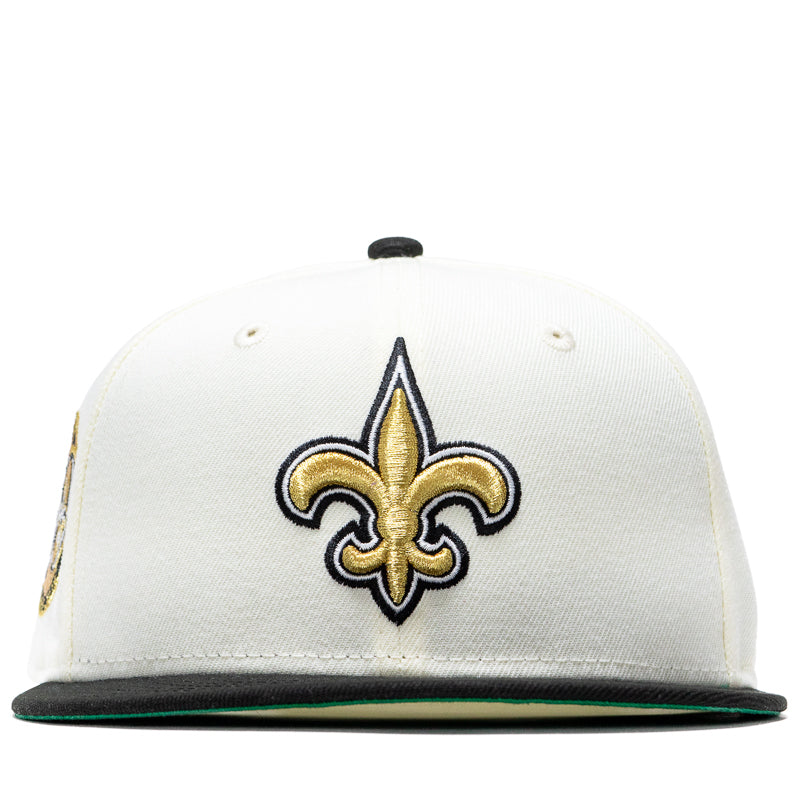 New Era x Politics New Orleans Saints 59FIFTY Fitted Hat - Chrome/Black - Official NFL Snapback Cap for Men & Women - Perfect for Game Day, Sports Events & Streetwear Fashion