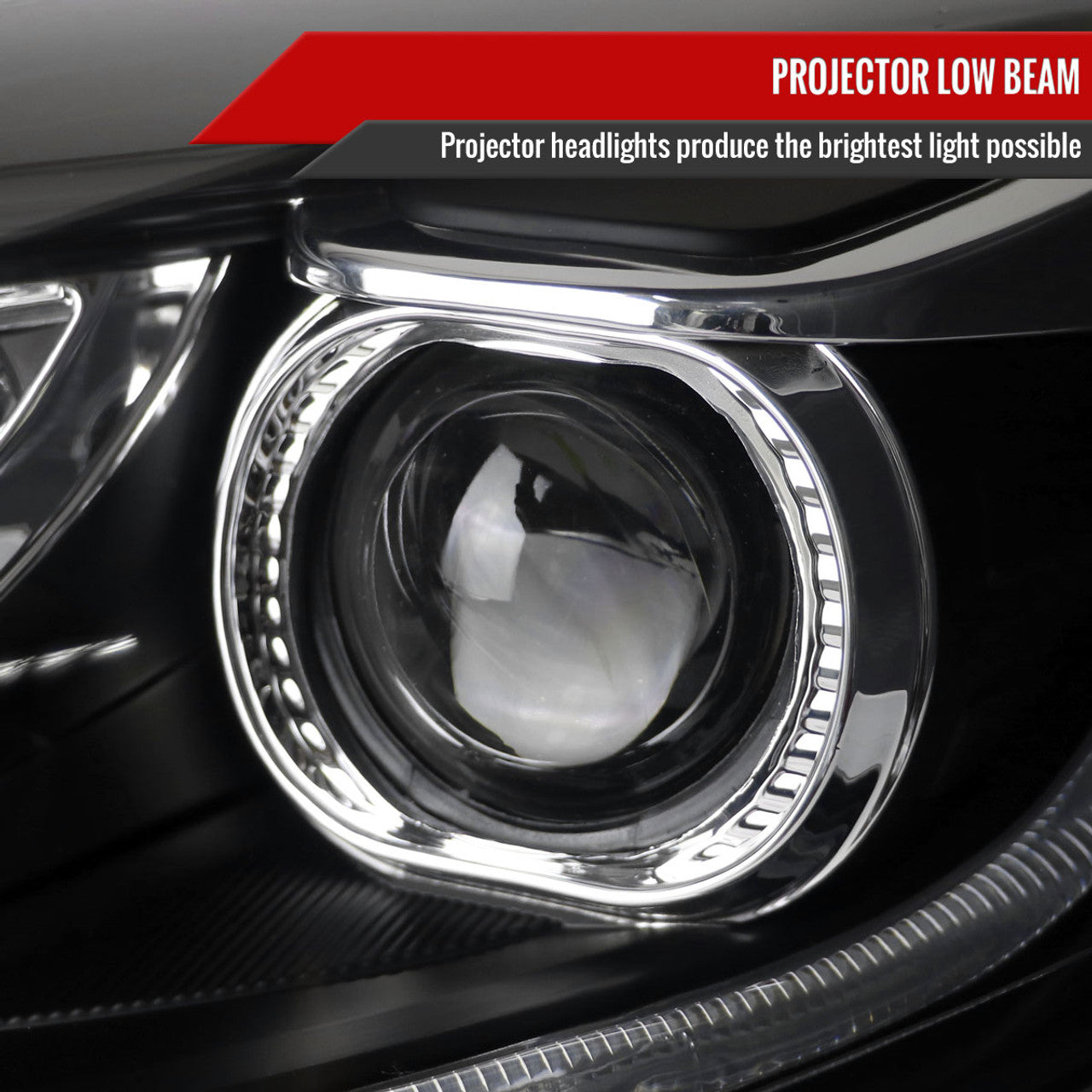 2012-2014 Ford Focus Projector Headlights with LED Light Strip & Sequential Turn Signals - Matte Black Housing & Clear Lens - Upgrade for Night Driving & Custom Car Styling