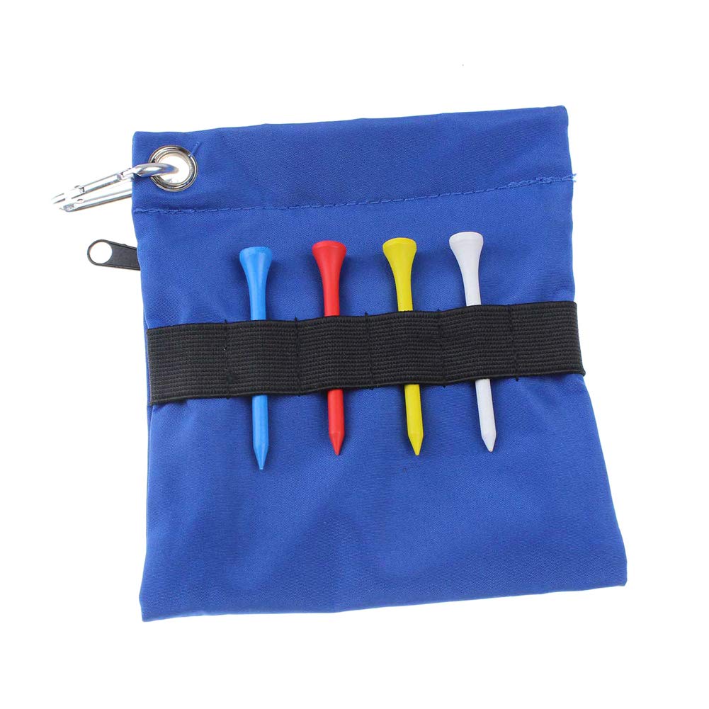 Premium Nylon Golf Tee Storage Pouch with Zipper & Carabiner - Unisex Blue Golf Tee Holder for Men & Women | Perfect for Golf Course, Driving Range & Tournament Play