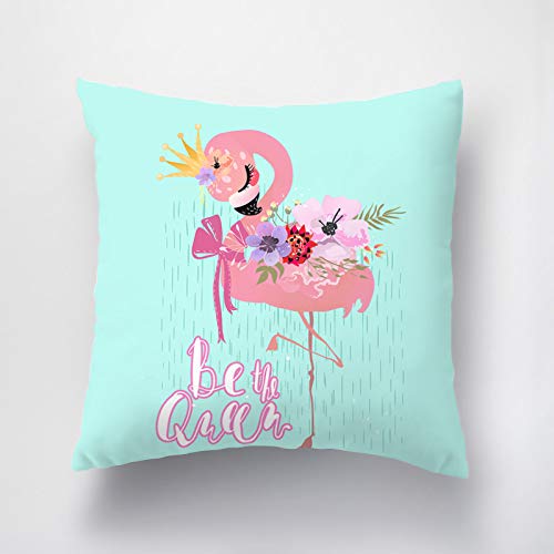 ARIGHTEX Tropical Flamingo Cushion Cover - Pink & Turquoise Throw Pillow Case 18x18 Inches - Soft Home Decor for Living Room, Bedroom, Kids & Girls Room - Perfect for Boho, Coastal or Tropical Themed Spaces