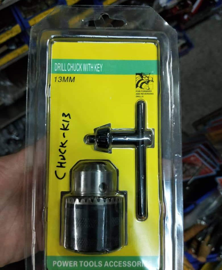 1/2 Inch Drill Chuck with Key (2-Piece Set) - Heavy Duty Keyed Drill Chuck for Power Drills - Model CHUCK K13 - Perfect for Woodworking, Metal Drilling & DIY Projects