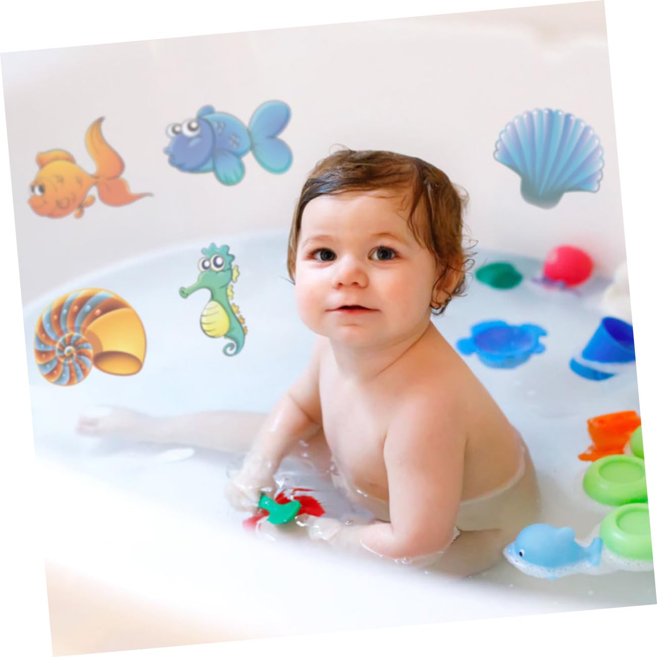 ifundom 5 Sets Ocean Themed Bath Stickers - Waterproof Sea Creature Wall Decals for Kids, PVC Non-Permanent Stickers - Perfect for Bathroom Decor, Baby Shower & Nursery Room
