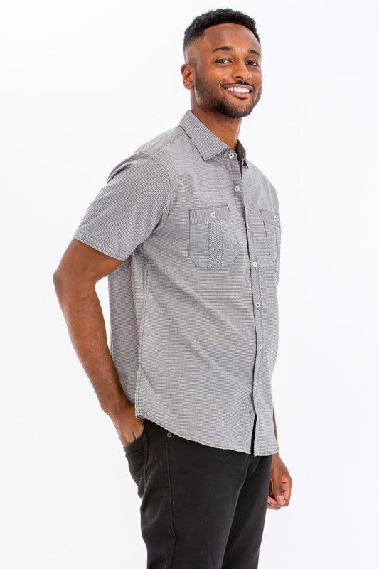 Men's Short Sleeve Button Down Shirt - Casual Slim Fit Breathable Dress Shirt for Work, Office & Summer Outings