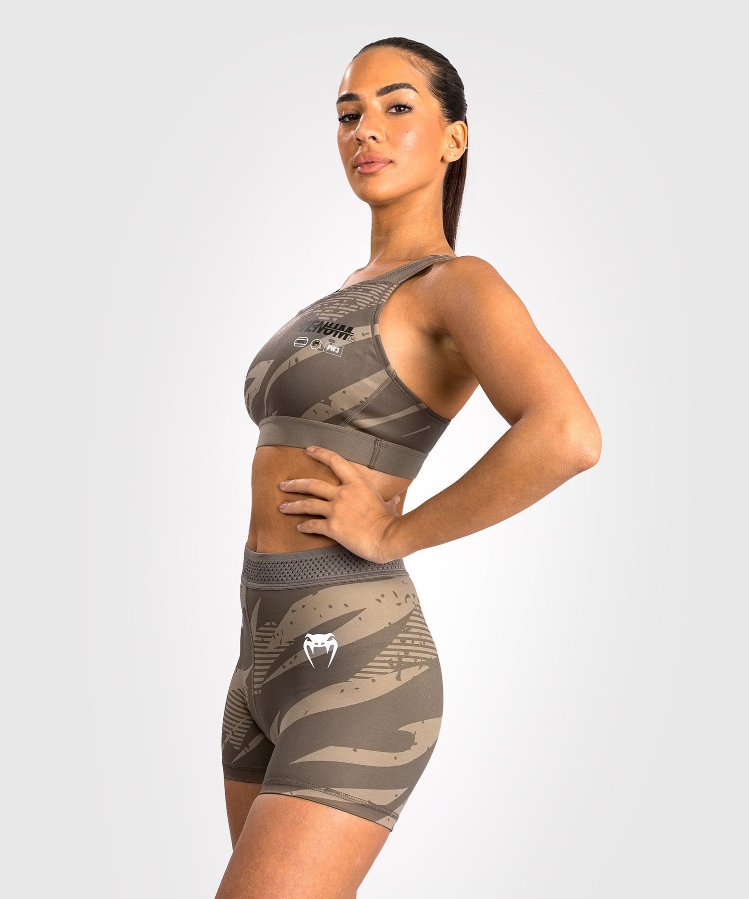 Venum UFC Adrenaline Fight Week Women's Vale Tudo Shorts - Desert Camo MMA Training & Fitness Apparel for Combat Sports