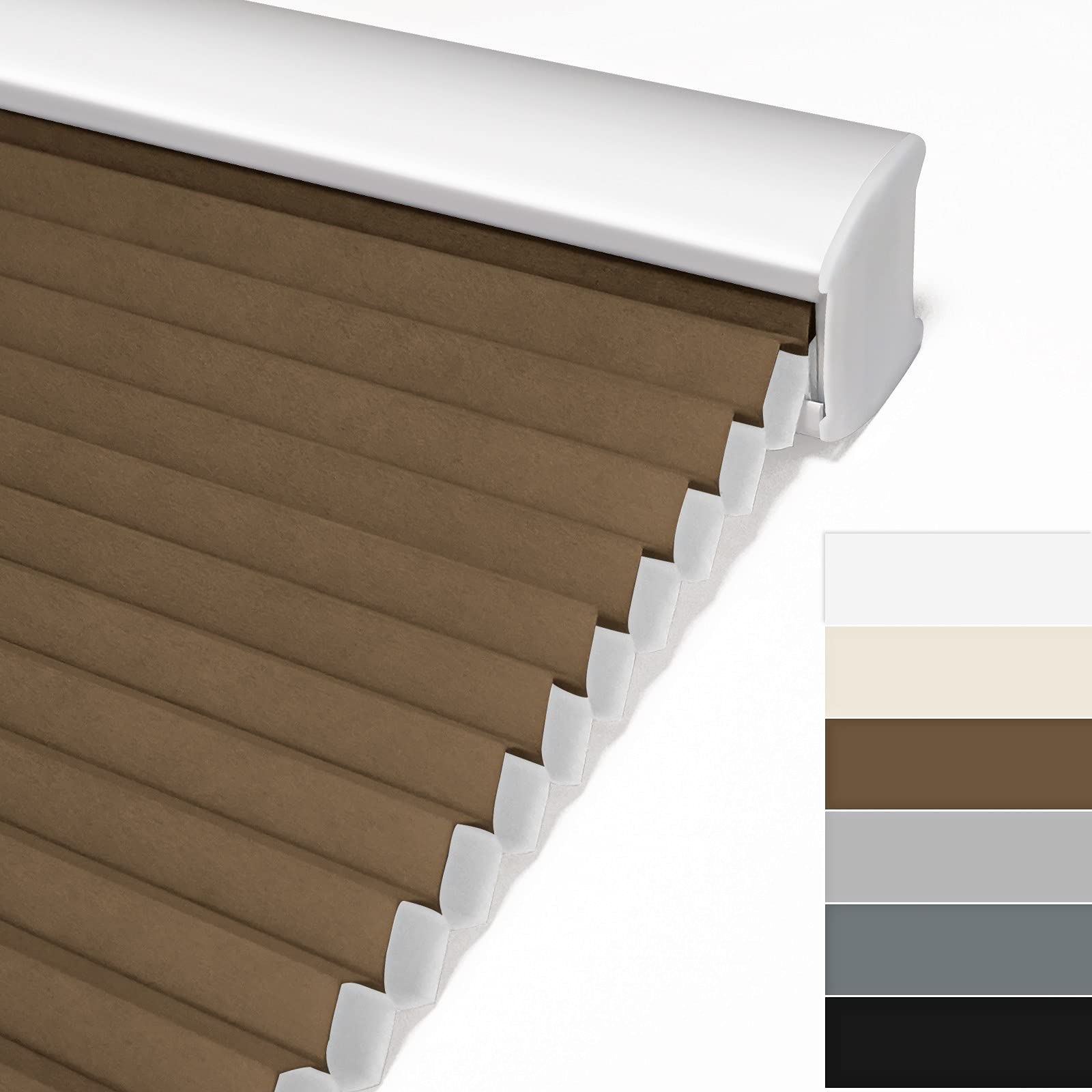 Keego Cordless Light Filtering Honeycomb Shades - Custom Size Noise Cancelling Window Blinds for Home, Kitchen, Bedroom & Office (Brown, 72