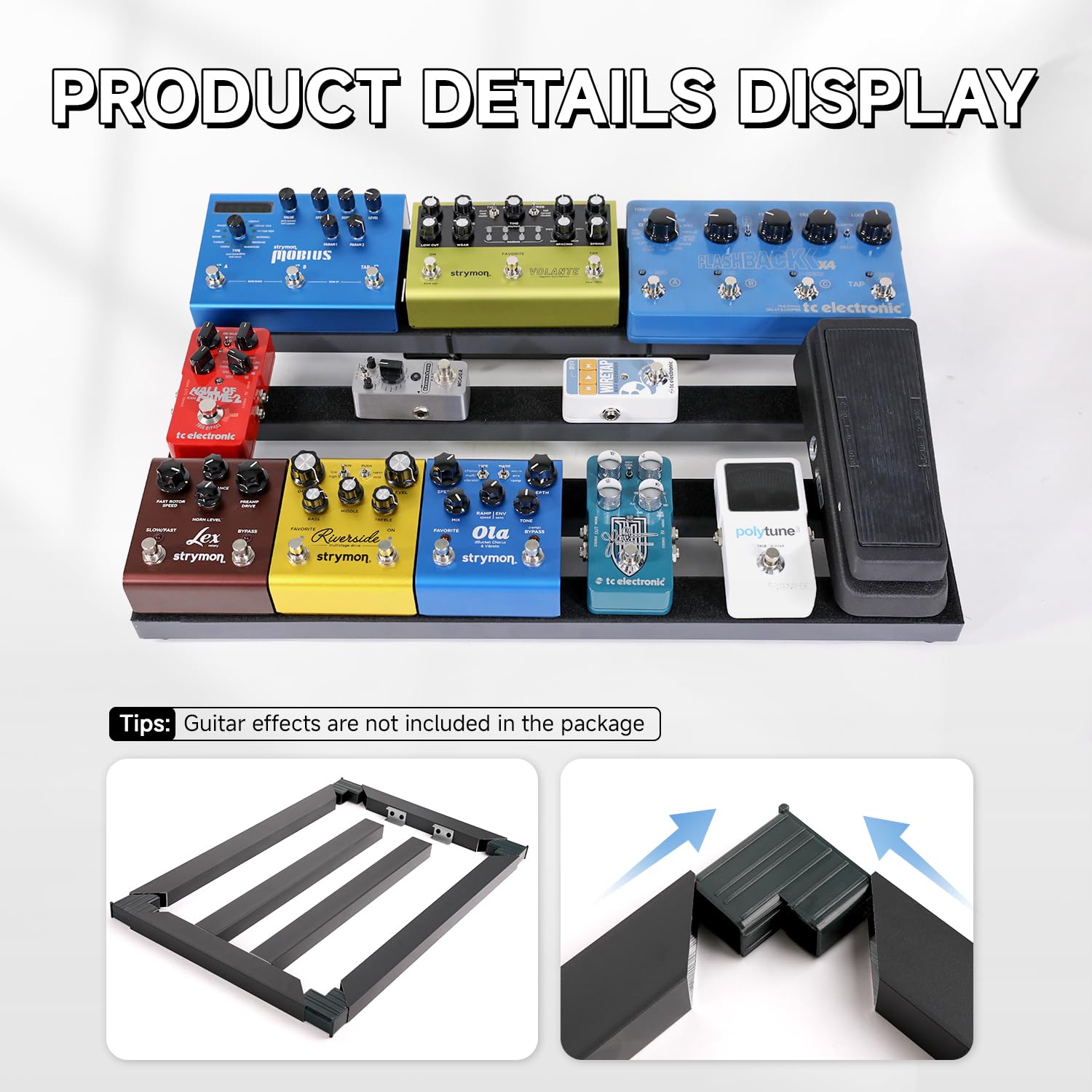 Ghost Fire SPL-06 Aluminum Alloy Guitar Pedal Board - Ultra Lightweight 24.4x15.7 Inch Effects Pedalboard with Carry Bag | Perfect for Live Performances, Studio Recording & Traveling Musicians