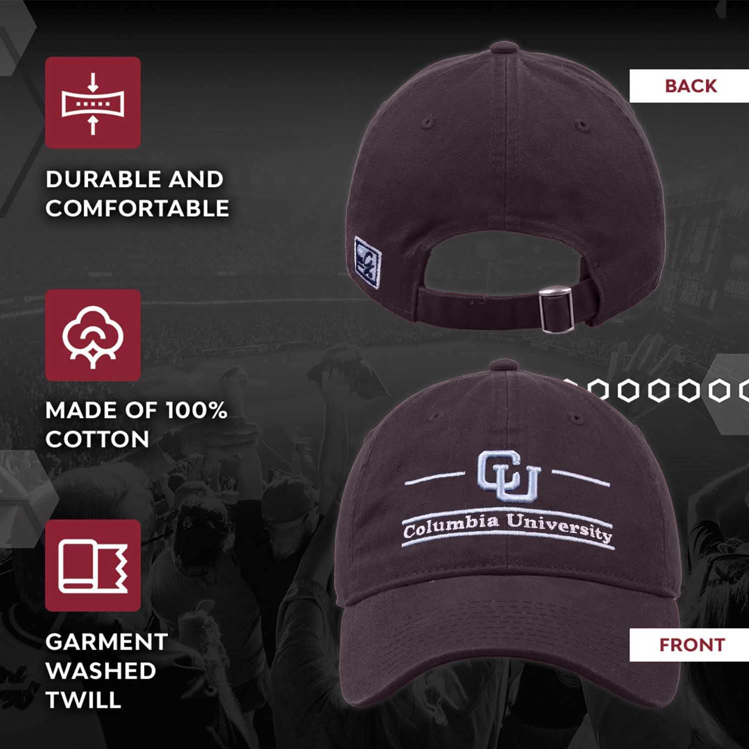 NCAA Embroidered Twill Bar Hat for Adults - Garment Washed, Team Spirit Baseball Cap - Perfect for Game Day, Tailgating & Casual Wear