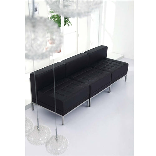 FLASH HERCULES Modern Black Leather Sofa Chair with Sturdy Frame - Contemporary Corner Seating for Living Room, Office or Lounge