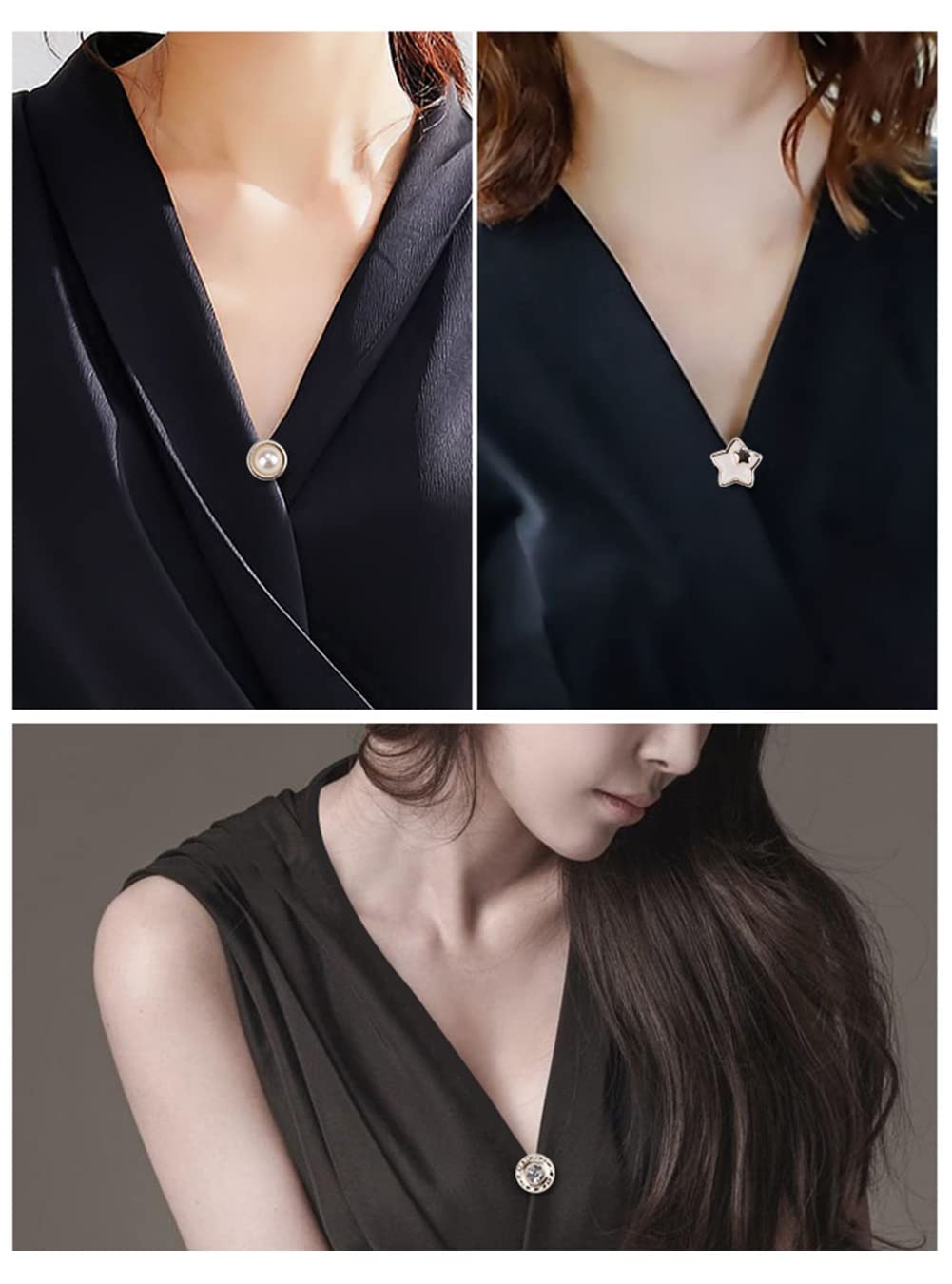 20Pcs Women's Shirt Brooch Buttons - Pearl & Rhinestone No Sew Button Pins for Blouses, Safety Mini Brooch Pins for DIY Clothing & Fashion Accessories | Perfect for Dress Shirts, Cardigans & Jacket Embellishments