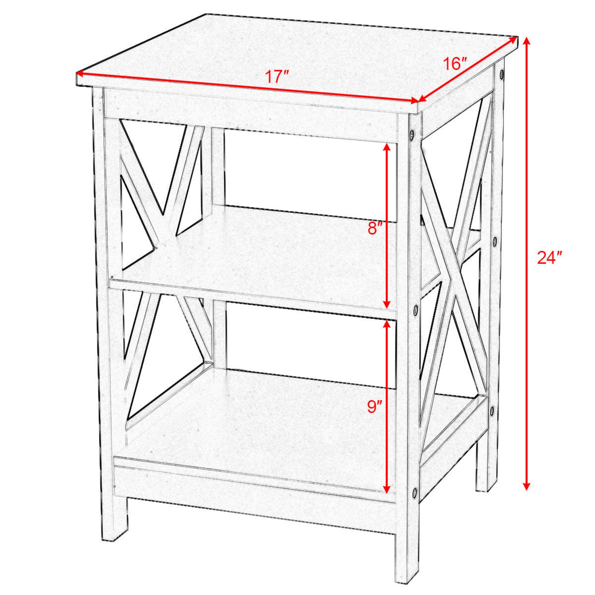 3 Tier Nightstand End Table with Storage - Modern Espresso Wood Bedside Table for Living Room, Bedroom - Perfect for Organizing Books, Lamps & Decor