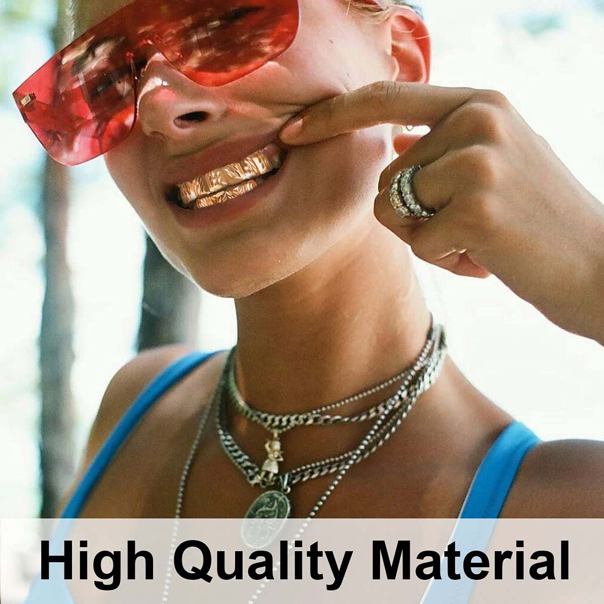 18K Gold Plated Hip Hop Grillz for Men & Women - Custom 6 Top & 6 Bottom Teeth Set in Gold/Silver - Perfect for Rap Performances, Music Videos & Street Fashion
