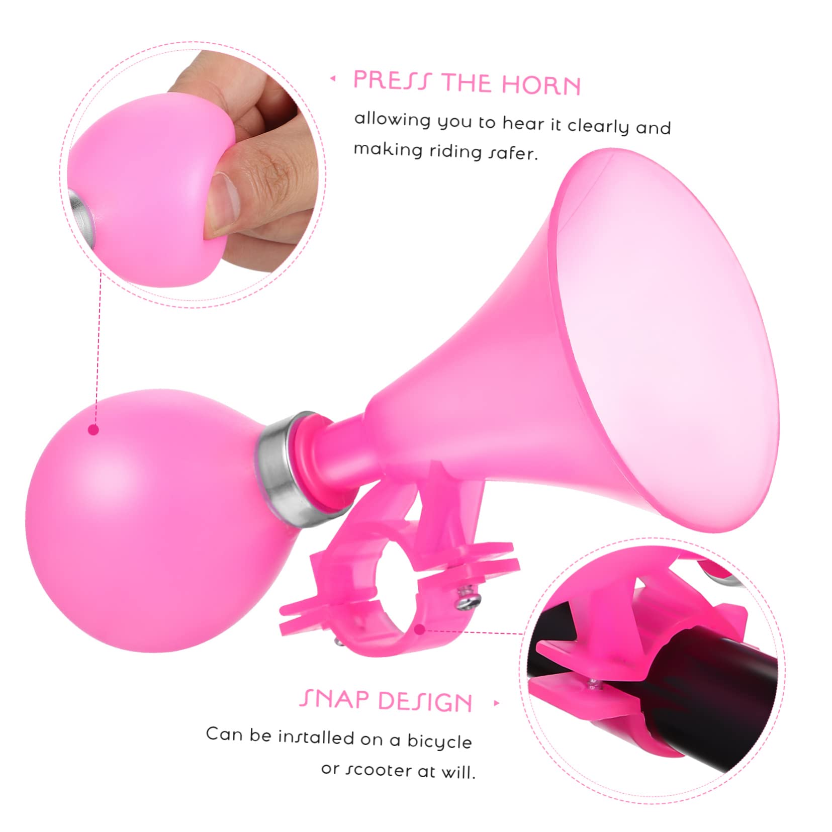 Pink Trumpet Bike Horn - Loud Air Squeeze Horn for Bicycle, Scooter, Skateboard & Stroller - Fun Safety Accessory for Kids & Adults - Perfect for Commuting, Cycling & Outdoor Activities