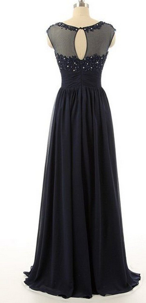 Elegant Women's High Neck Lace Applique Chiffon Long Formal Evening Gown for Prom, Wedding, and Special Occasions