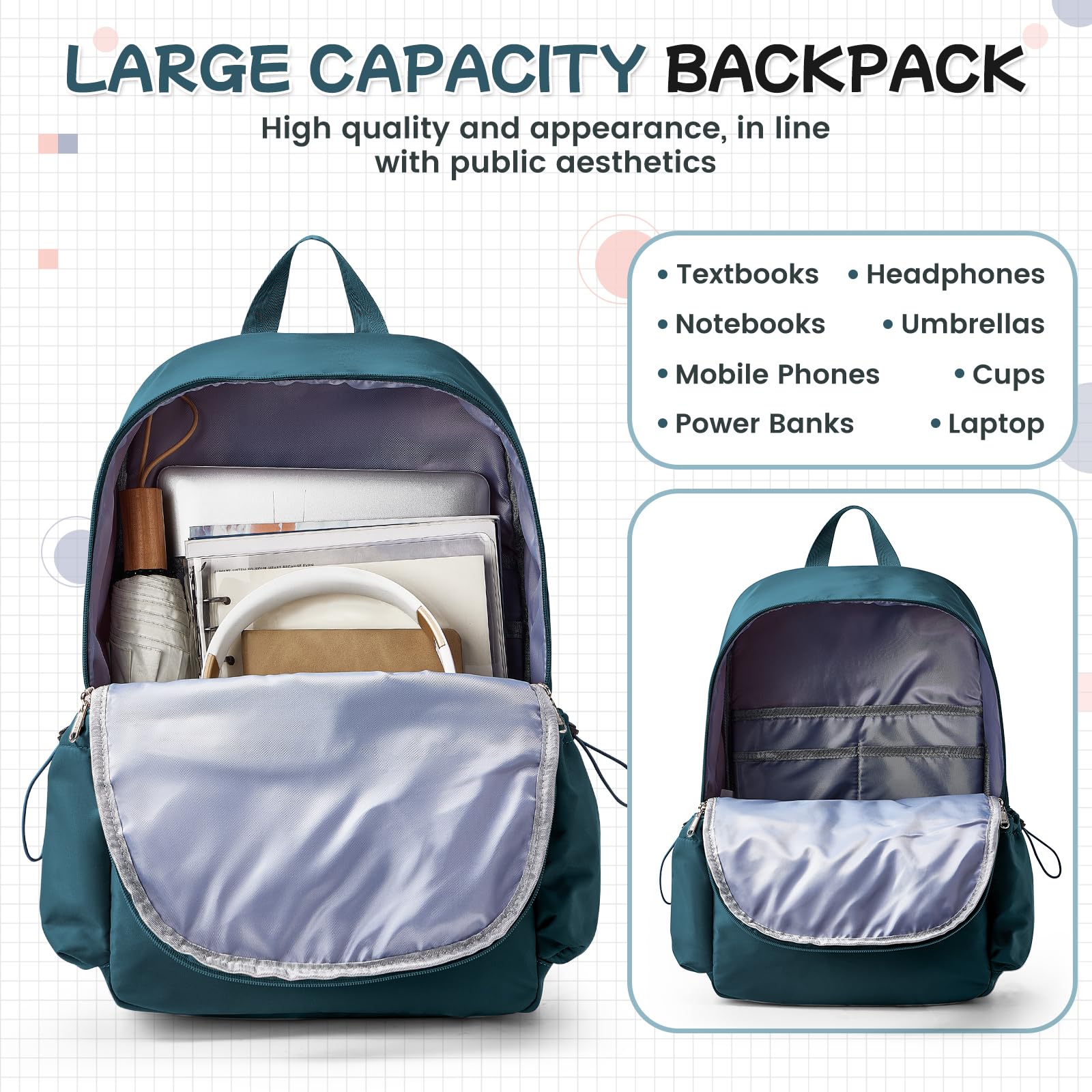 Stylish Anti-Theft Laptop Backpack for Women & Men - Durable Travel Backpack for College, Work & Commuting with Secure Laptop Compartment (Blue) - Perfect for Students, Teachers & Business Professionals