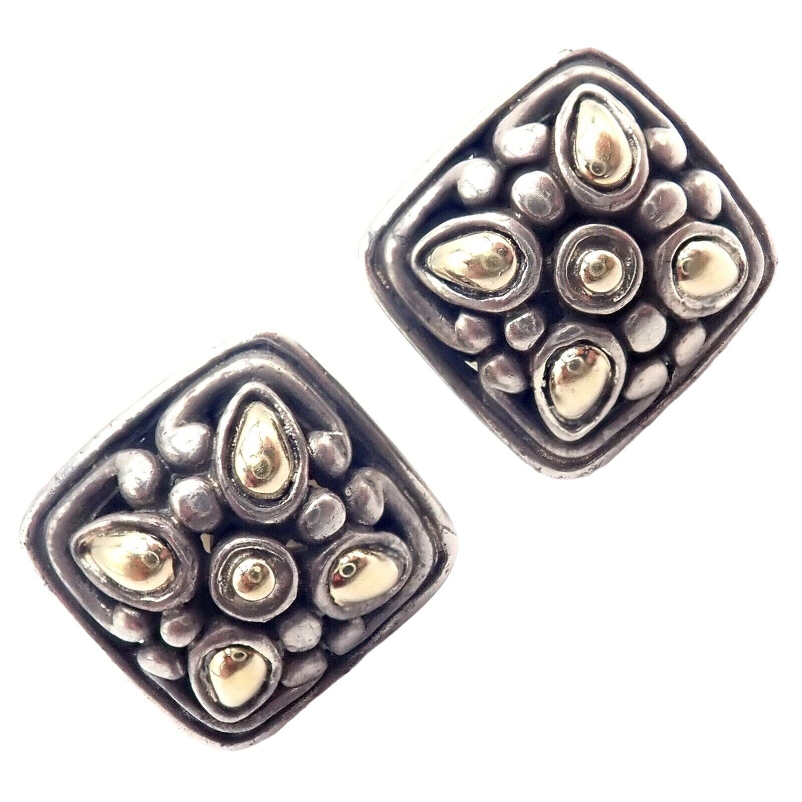 John Hardy JH Silver 18k Yellow Gold Jaisalmer Classic Dot Stud Earrings for Women - Luxury Handmade Jewelry Gift for Birthday, Anniversary & Special Occasions
