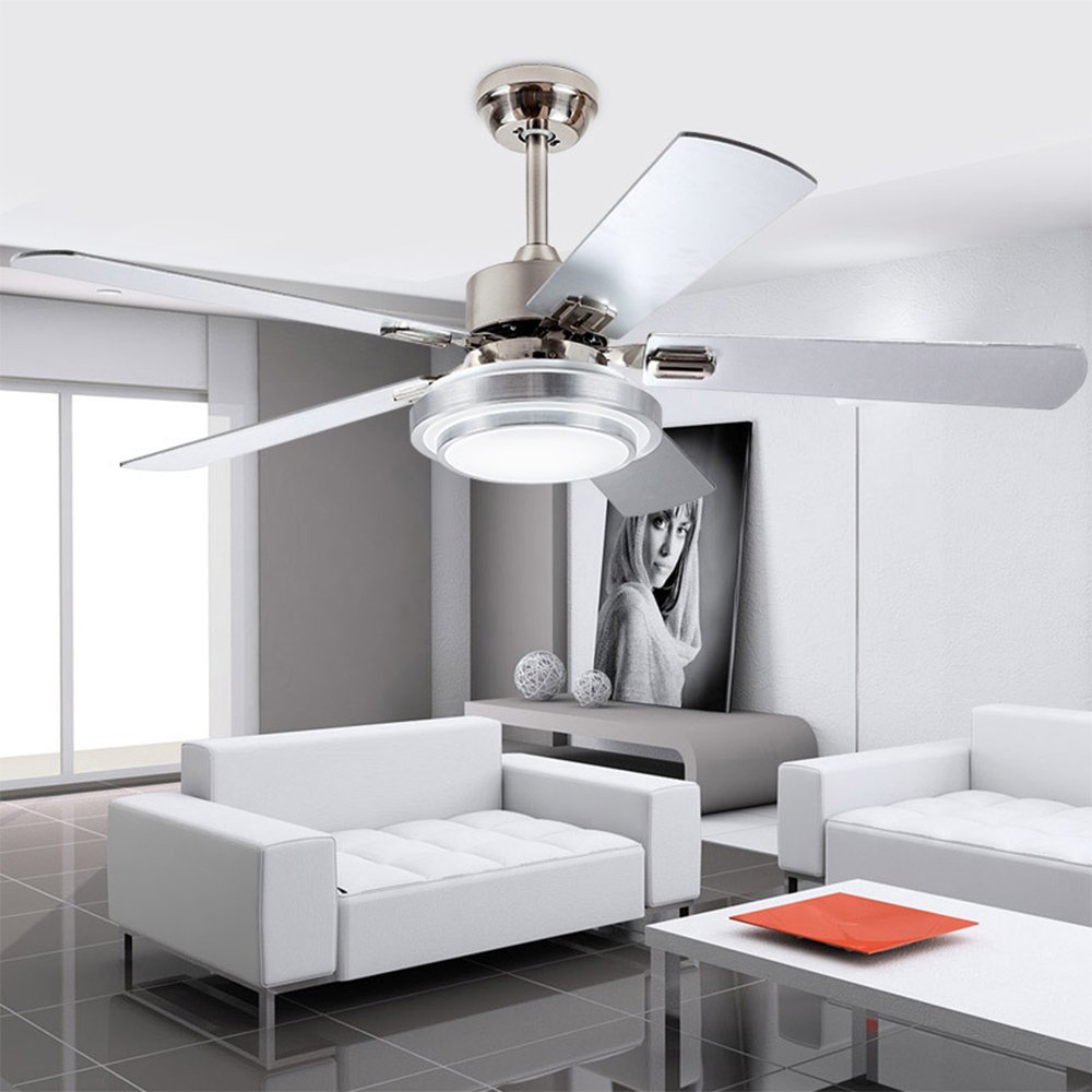 48-Inch Modern Ceiling Fan with LED Light & Remote Control, Brushed Nickel Finish - Perfect for Living Room, Bedroom, and Home Office Cooling & Lighting