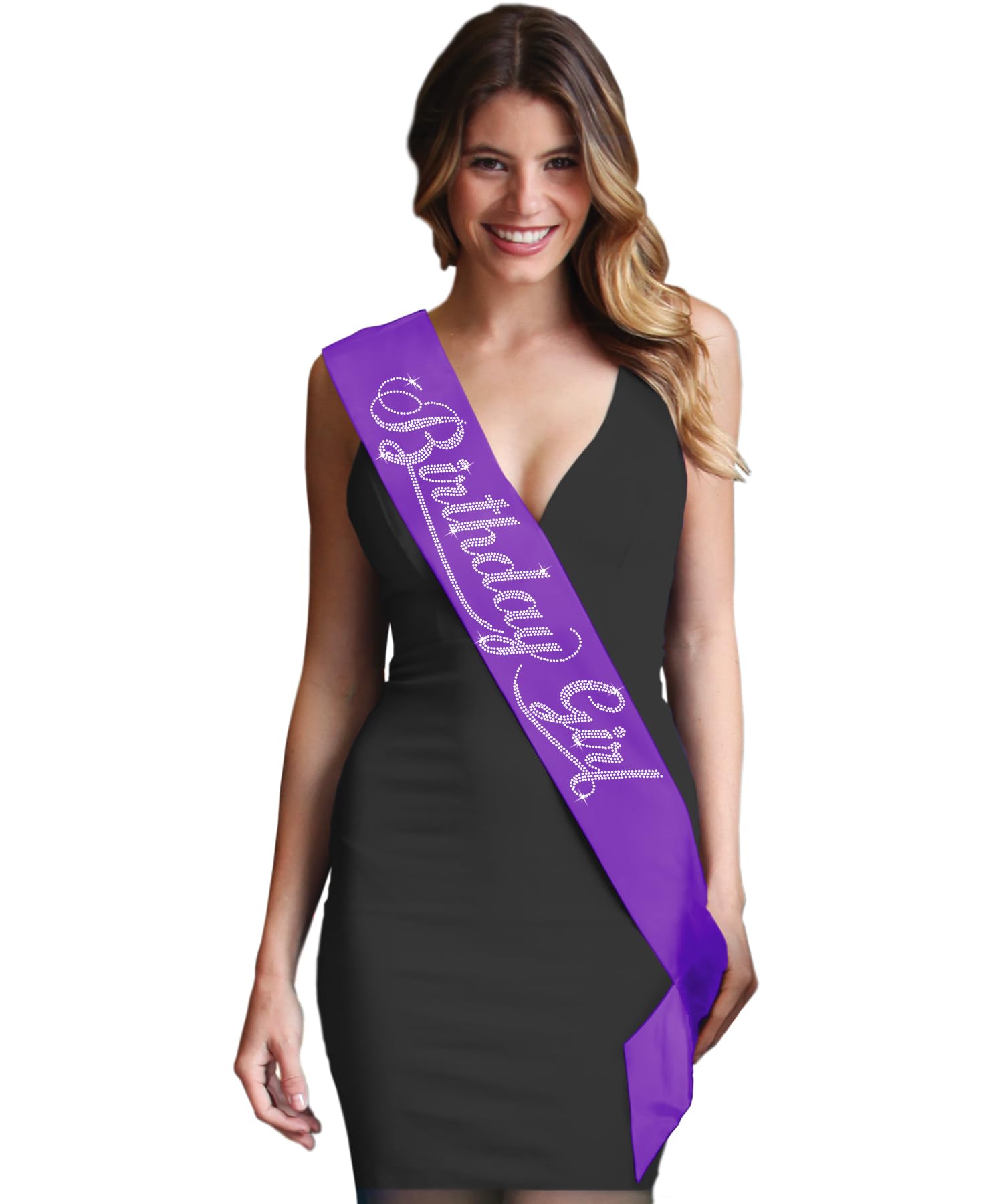 Sparkling Rhinestone Birthday Sash for Girls - Elegant Purple Birthday Party Decorations & Accessories - Perfect for Sweet 16, Quinceañera & Special Celebrations