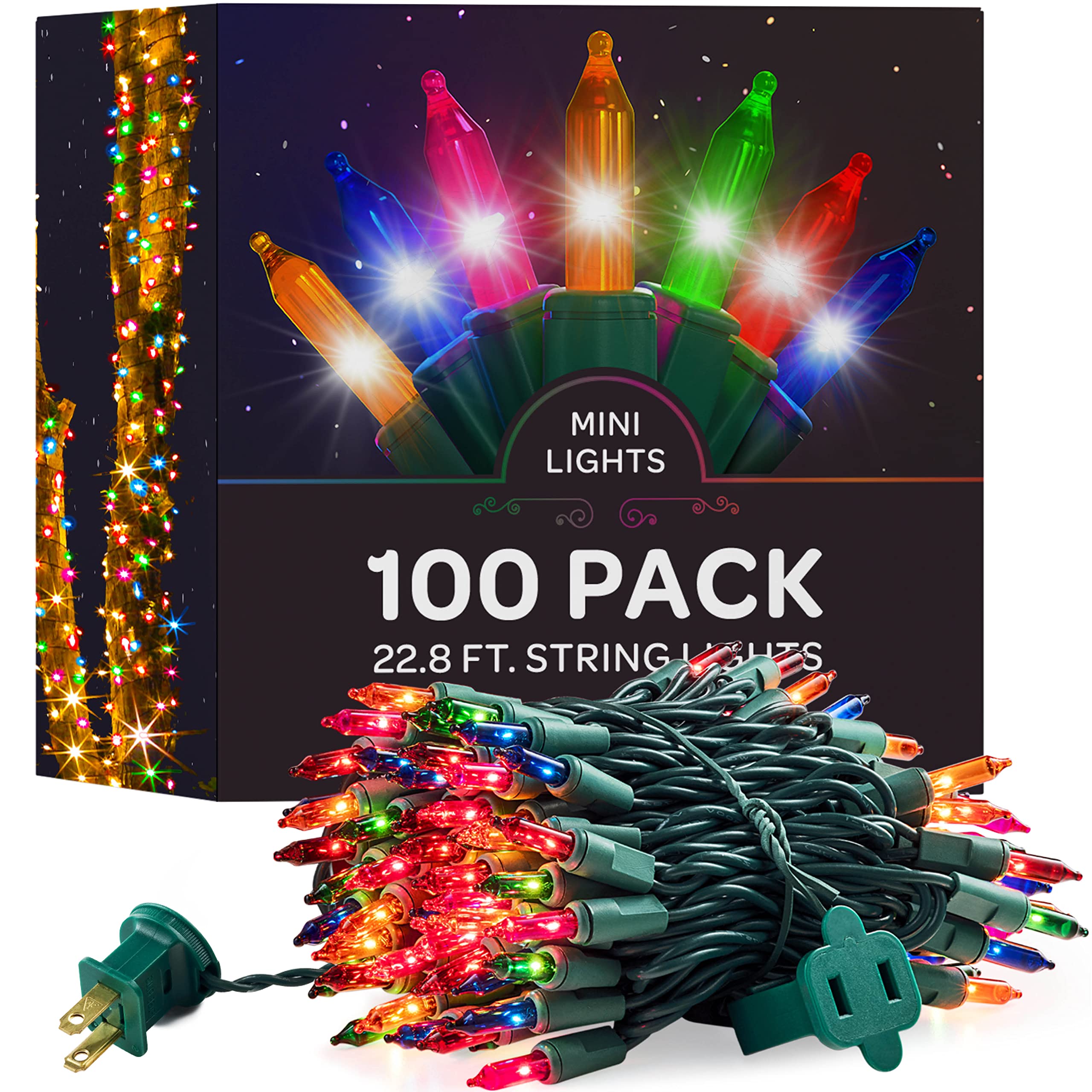 SEWANTA 100 LED Christmas String Lights 25 Ft Multi-Colored Mini Fairy Lights - Waterproof Outdoor/Indoor Holiday Decor for Xmas Tree, Garland, Party, Wedding, Bedroom, Patio & Garden Decoration