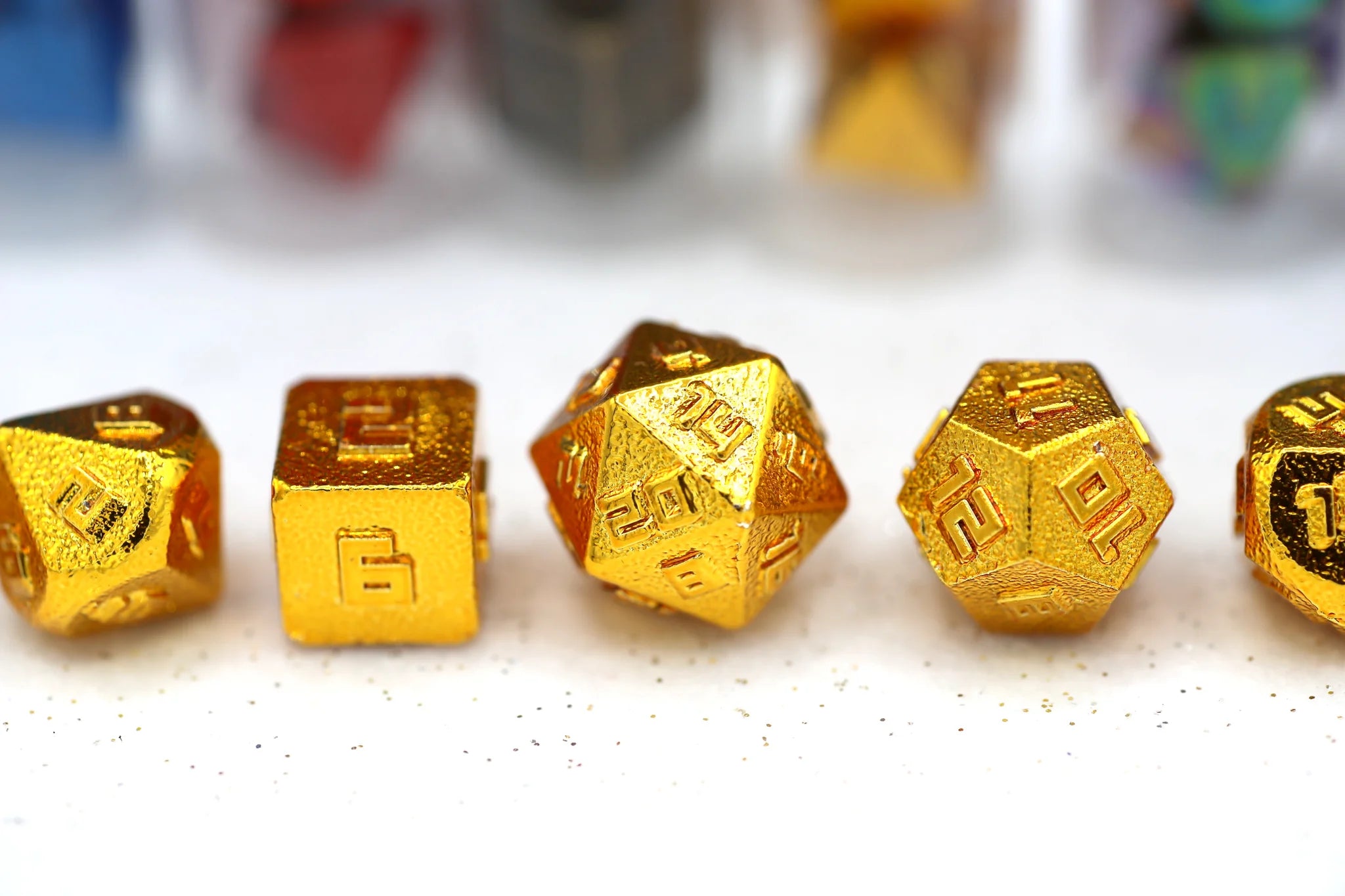 10MM Mini Metal RPG Dice Set - Gold Plated D&D Dice for Tabletop Gaming, Dungeons & Dragons, Pathfinder & Role Playing Games - Perfect for Gifts & Collectors