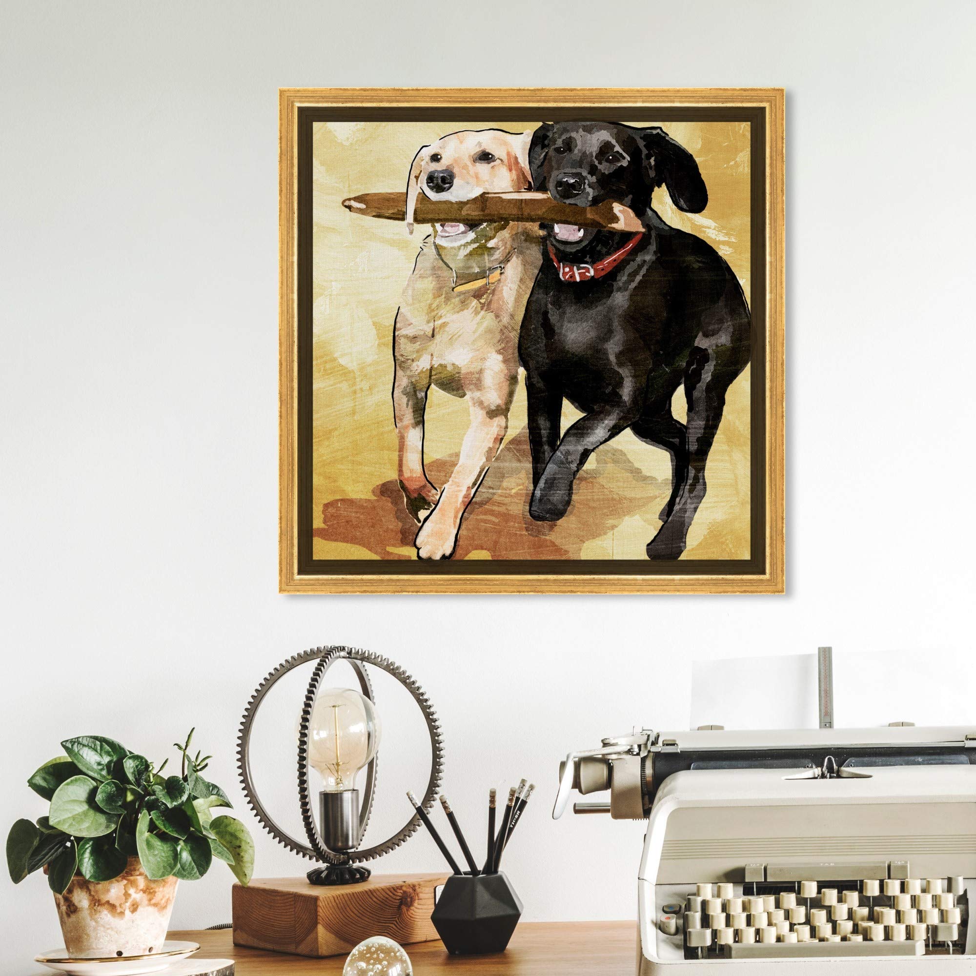 Playtime Dogs and Puppies - Animals Framed Wall Art Canvas Prints for Living Room, Bedroom & Office Decor