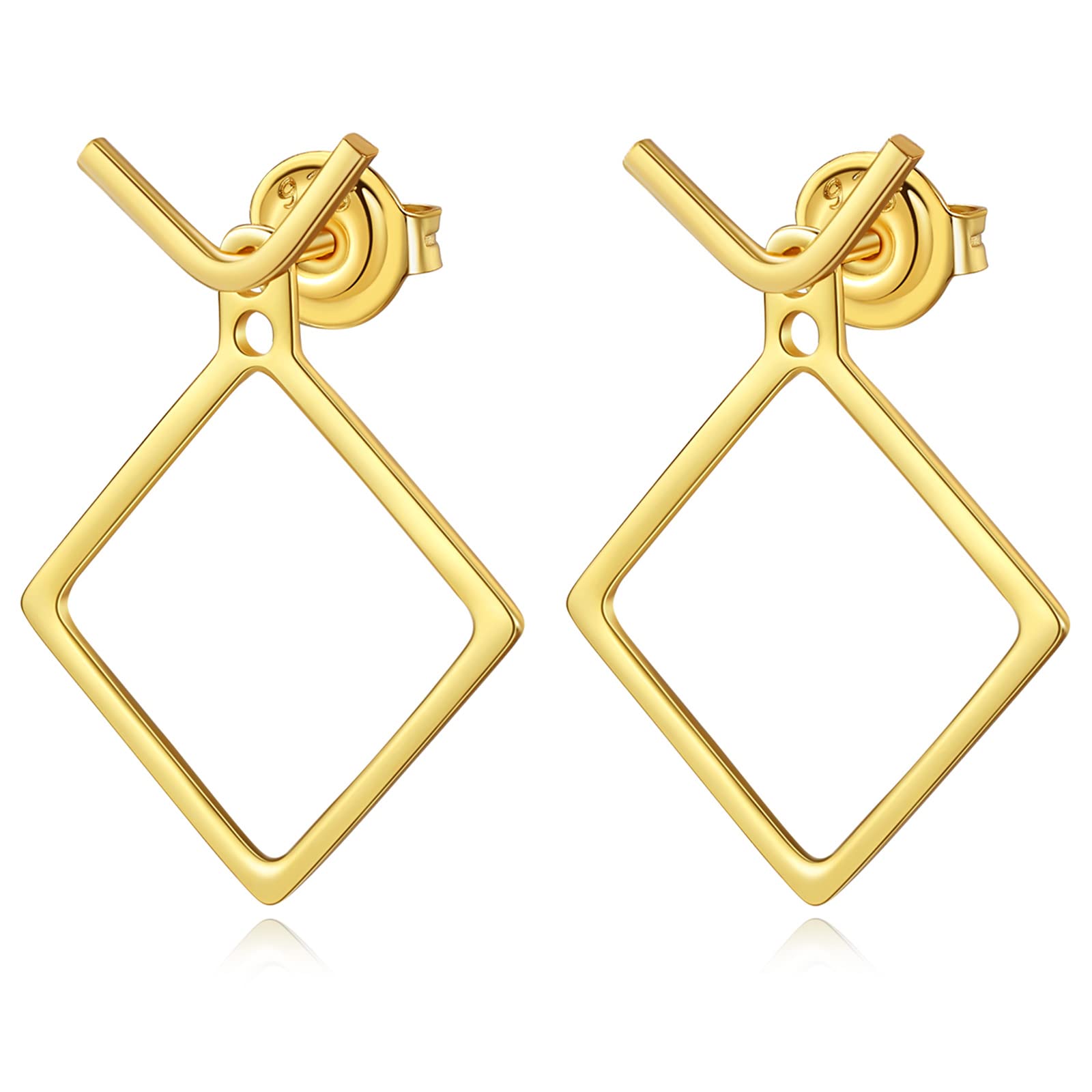 Fiklon 925 Sterling Silver Ear Jacket Earrings for Women - Minimalist Geometric V Stud Front & Back Earrings | Perfect for Everyday Wear, Office, and Special Occasions