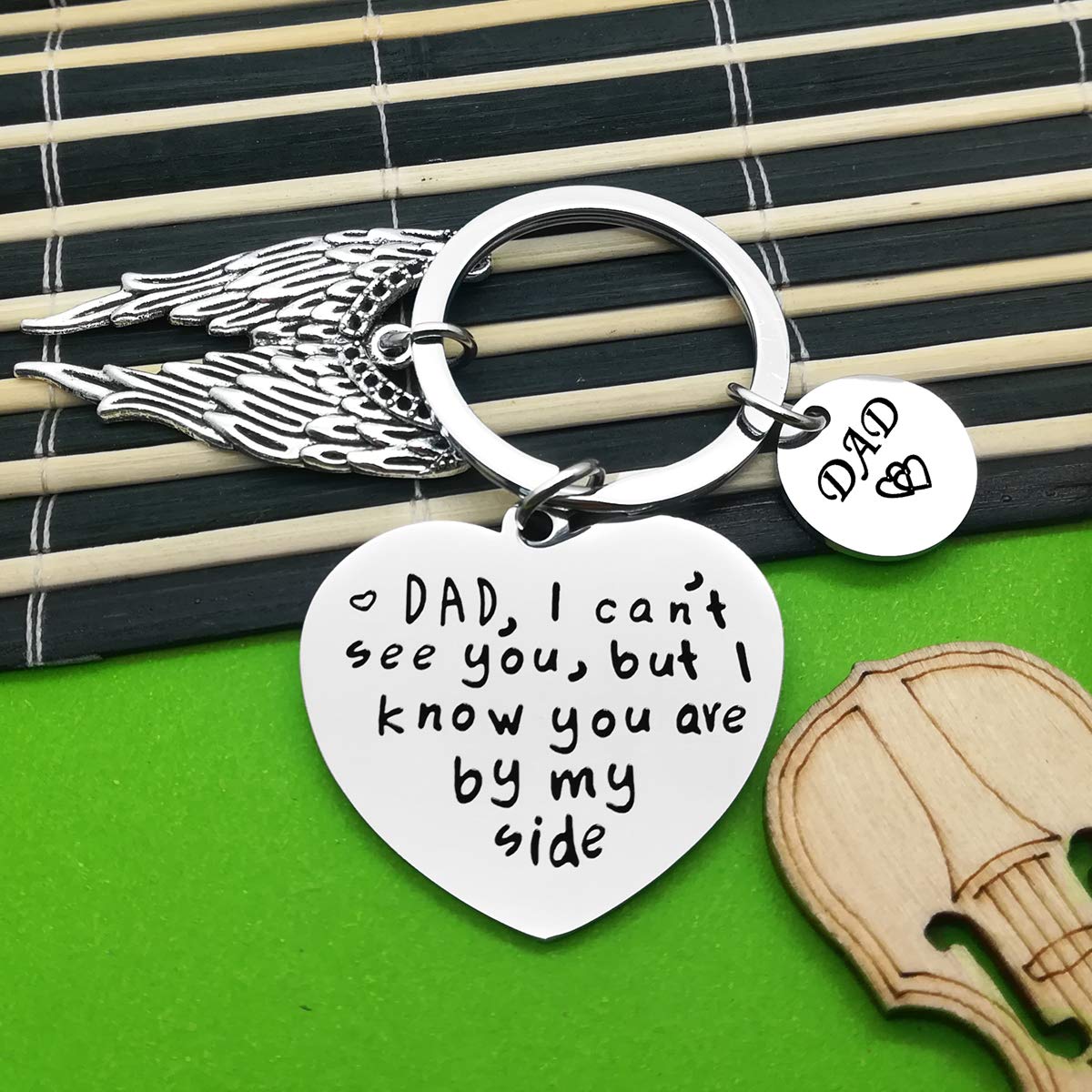 Memorial Keychain for Loss of Dad - Sympathy Gift for Father's Day, Bereavement Jewelry Keyring with 'I Can't See You But I Know You're By My Side' Engraving - Perfect Remembrance Gift for Grieving Son or Daughter - Use for Keys, Purse, or as a Comforting Keepsake