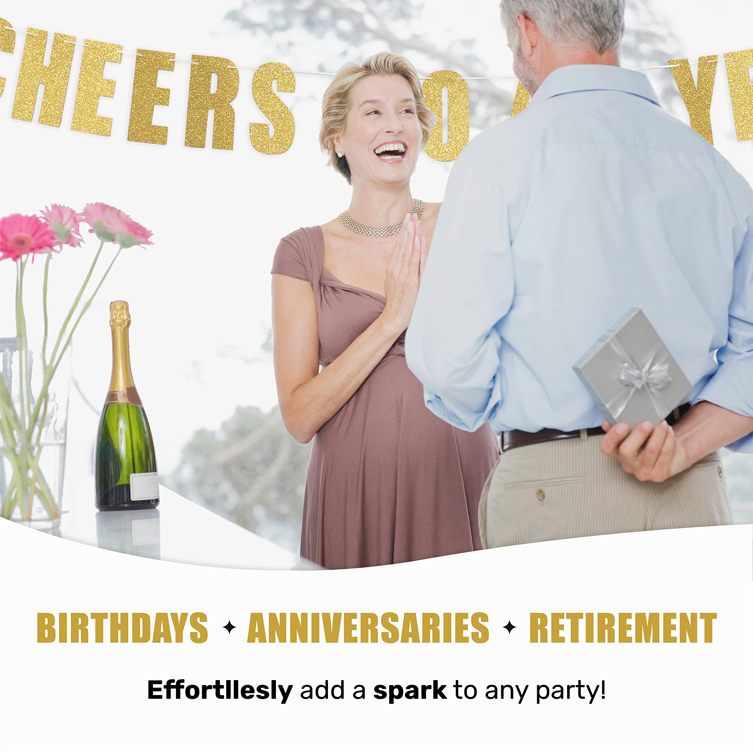 Dirty 30 Gold Pre-Strung Birthday Banner - Cheers to 30 Years Party Decor for Men | 30th Birthday & Anniversary Decorations | Perfect for Adult Milestone Celebrations, Home Parties & Photo Backdrops - By Prazoli