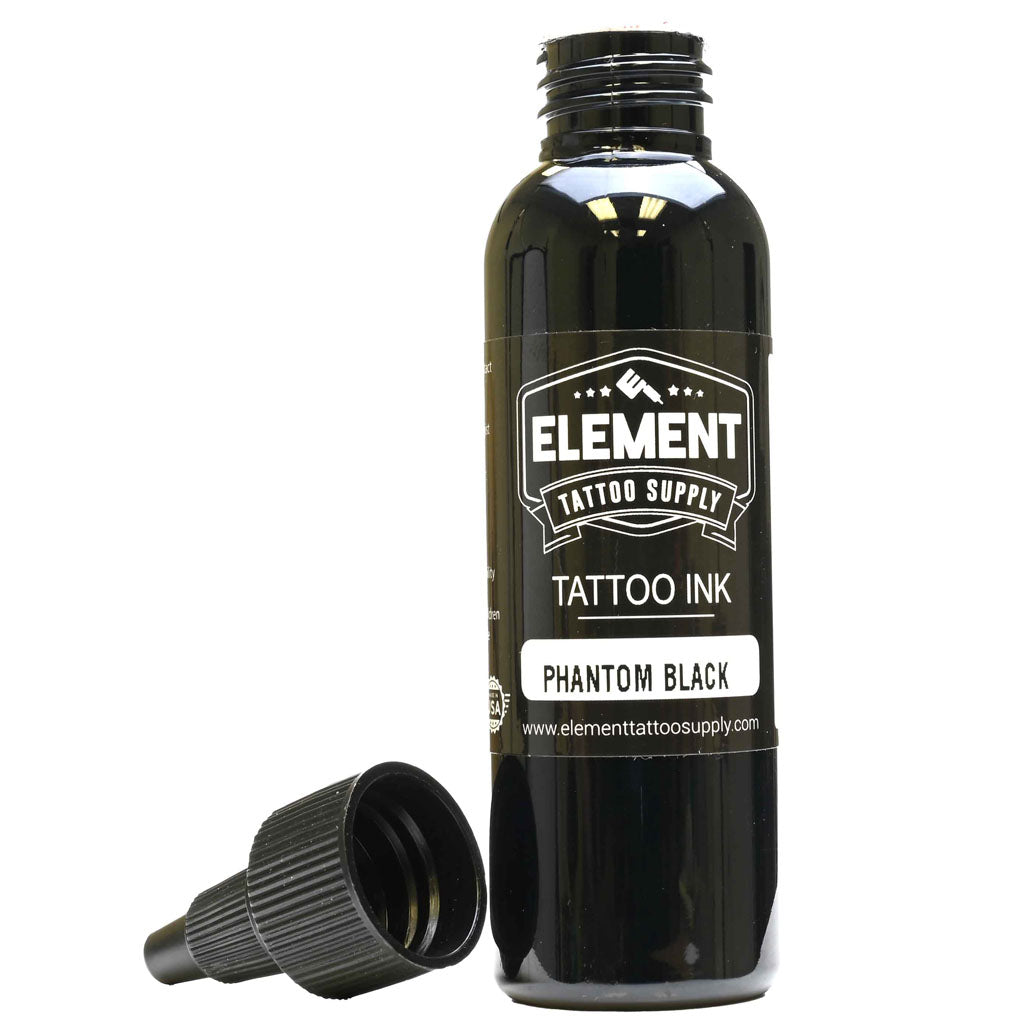 PHANTOM Black Professional Tattoo Ink - 2X Concentrated High Pigment Tattoo Ink for Artists - Perfect for Black & Grey Tattoos, Cover Ups & Fine Line Work