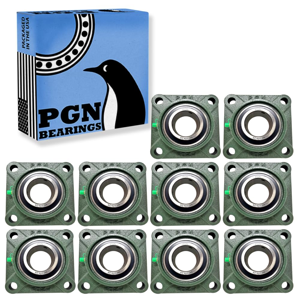PGN UCF209-28 Pillow Block Bearing - 10 Pack Square Flange Mounted Bearings - 1 3/4