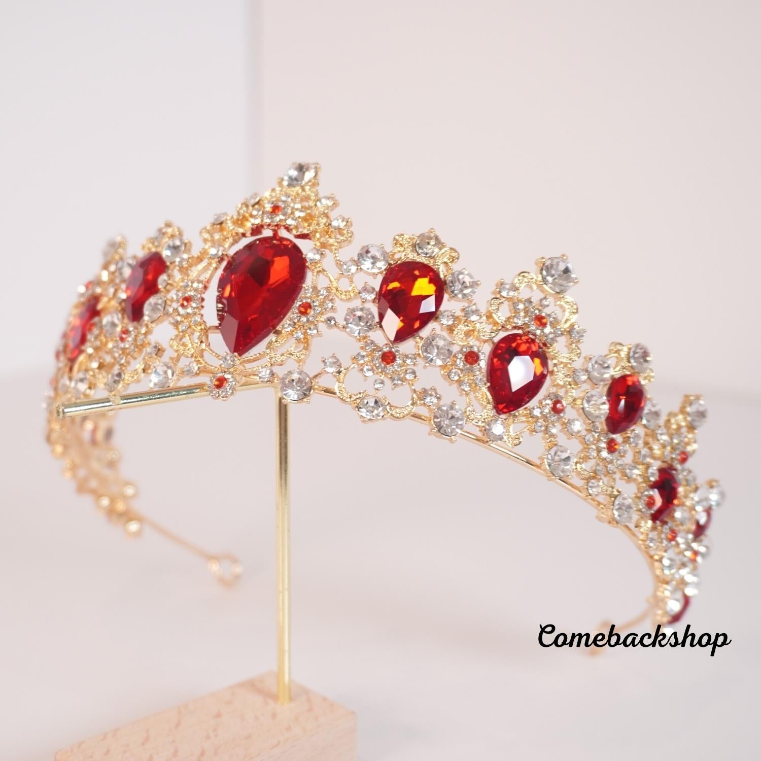 Sparkling Red Crystal Tiara Crown for Wedding Bridal Accessories – Perfect for Brides, Prom, Pageants & Special Occasions