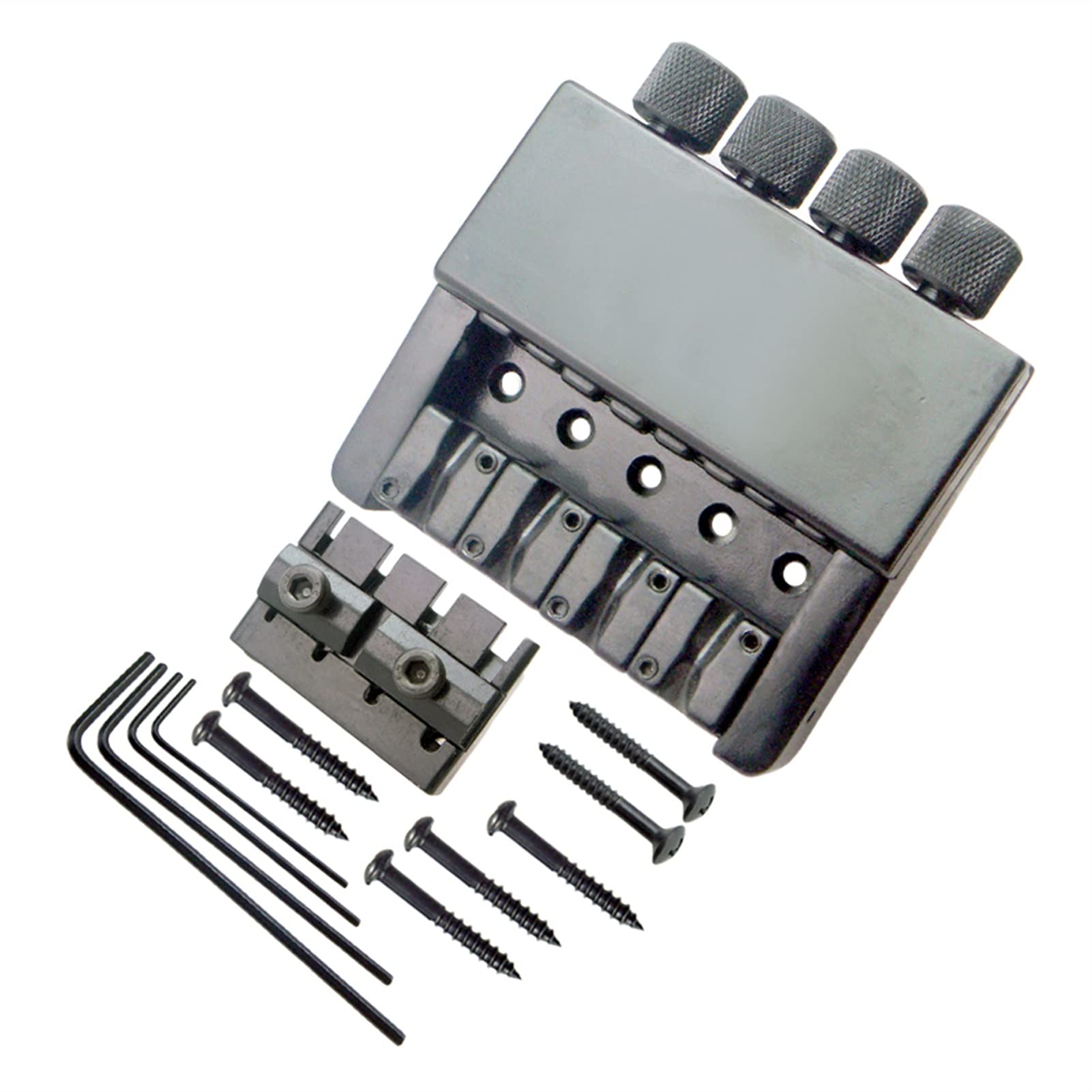 4-String Headless Electric Bass Bridge System - Black Tailpiece & Bridge for Electric Guitar | Perfect for DIY Bass Upgrades & Professional Installations