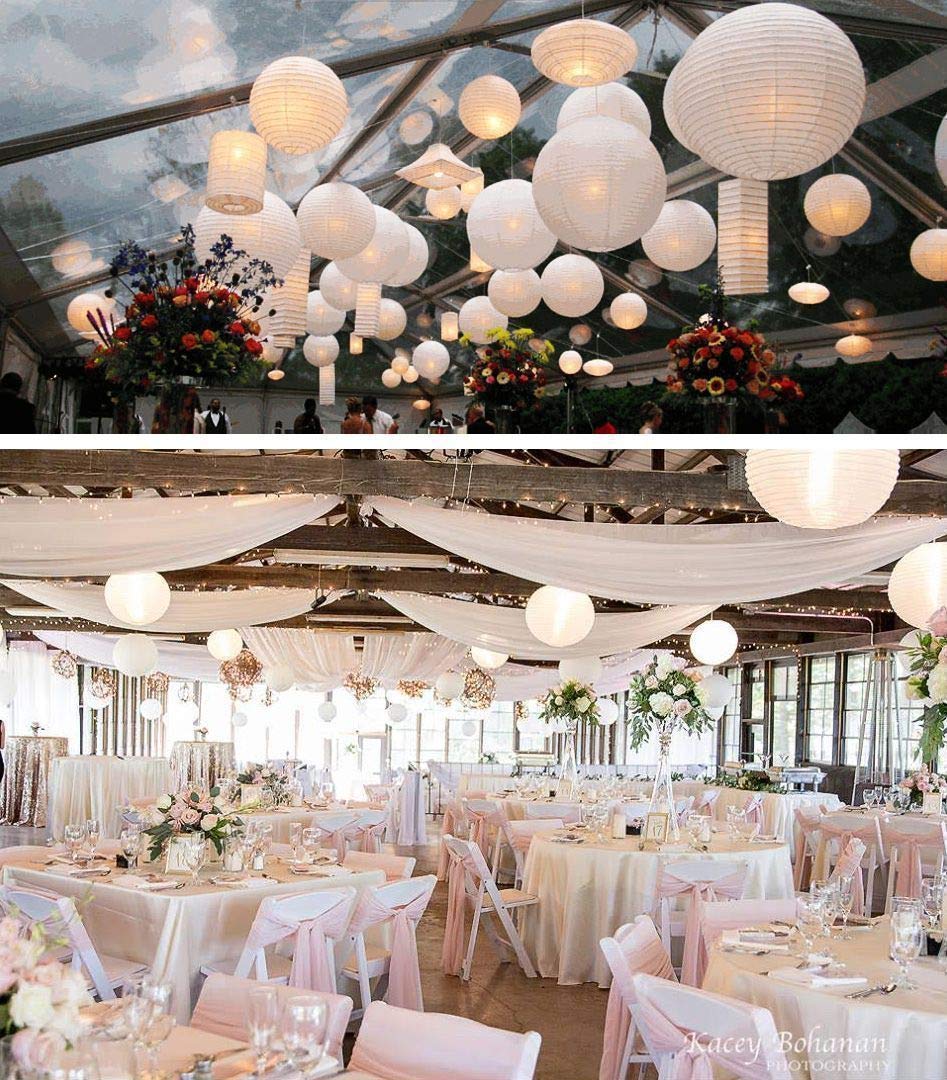 16 Inch White Round Paper Lanterns - Bulk Pack of 100 | Even Ribbing Hanging Decorations for Weddings, Parties & Home Decor | Premium Quality Paper Lantern Store