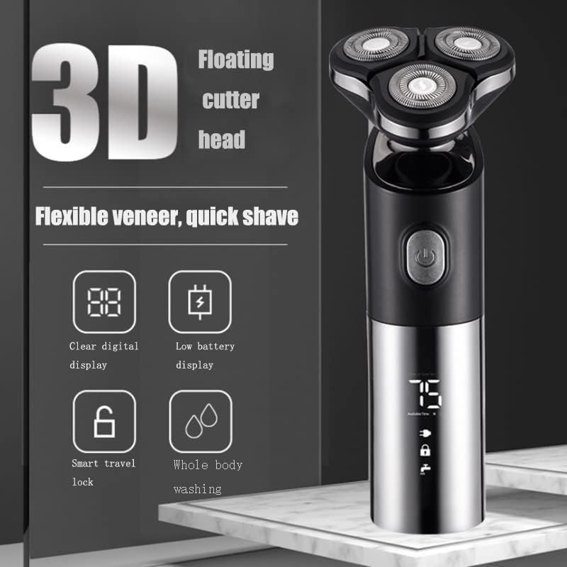 Men's Electric Razor - 3D Rotary Shaver with 3 Heads, Waterproof Beard Trimmer & Rechargeable LED Display | Perfect for Travel, Gym & Daily Shaving