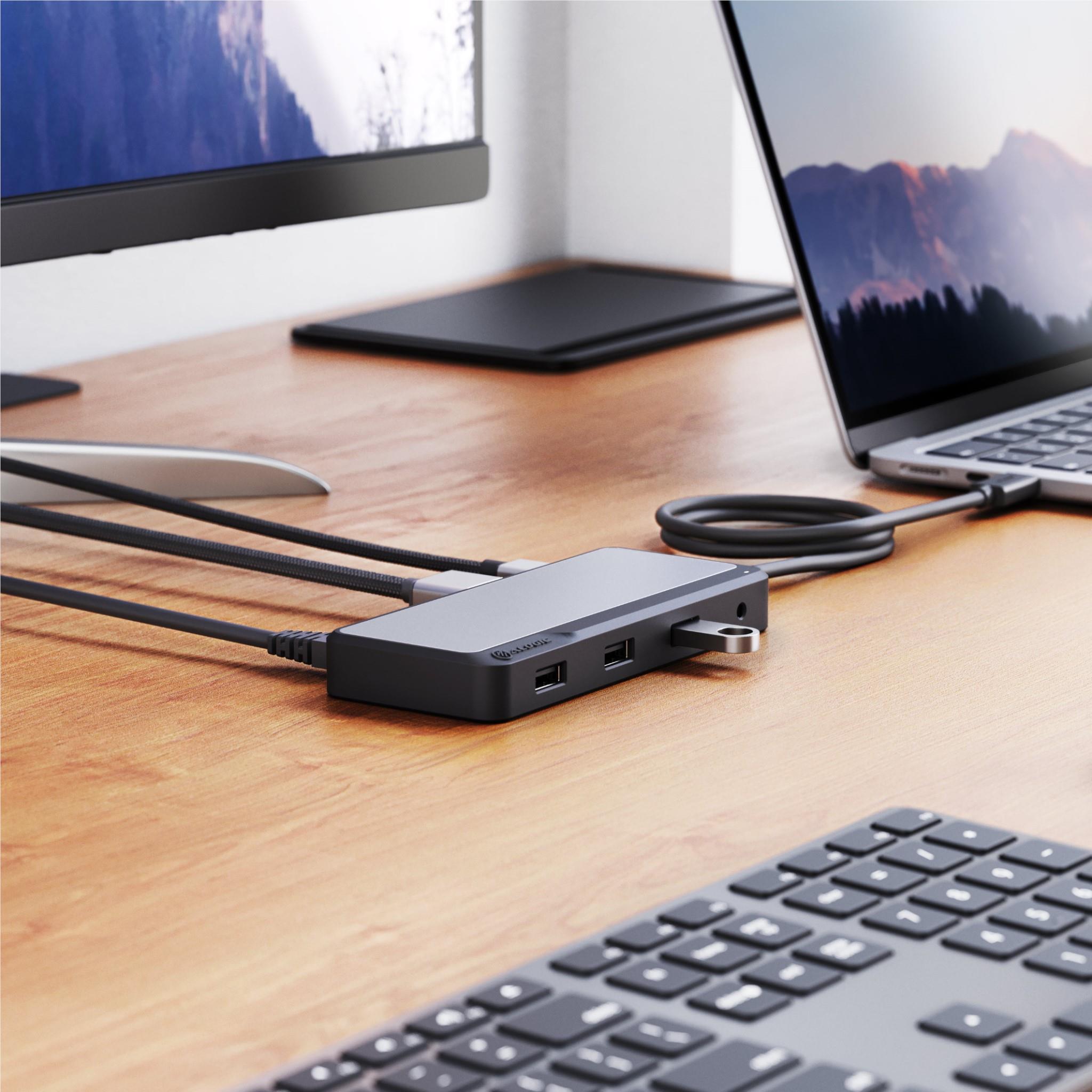 Alogic Fusion Pro GO 7-in-1 USB C Hub with 4K HDMI, USB 3.0, SD Card Reader - Portable Laptop Docking Station for MacBook Pro, iPad Pro, Chromebook - Perfect for Home Office, Travel & Remote Work