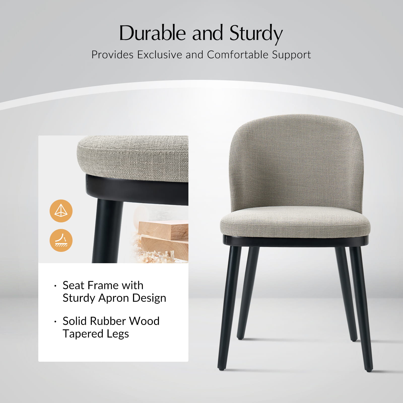 Premium Alrun Dining Chairs with Lumbar Support - Set of 2/4/6 - Modern Comfortable Kitchen & Dining Room Furniture for Home & Restaurant Use