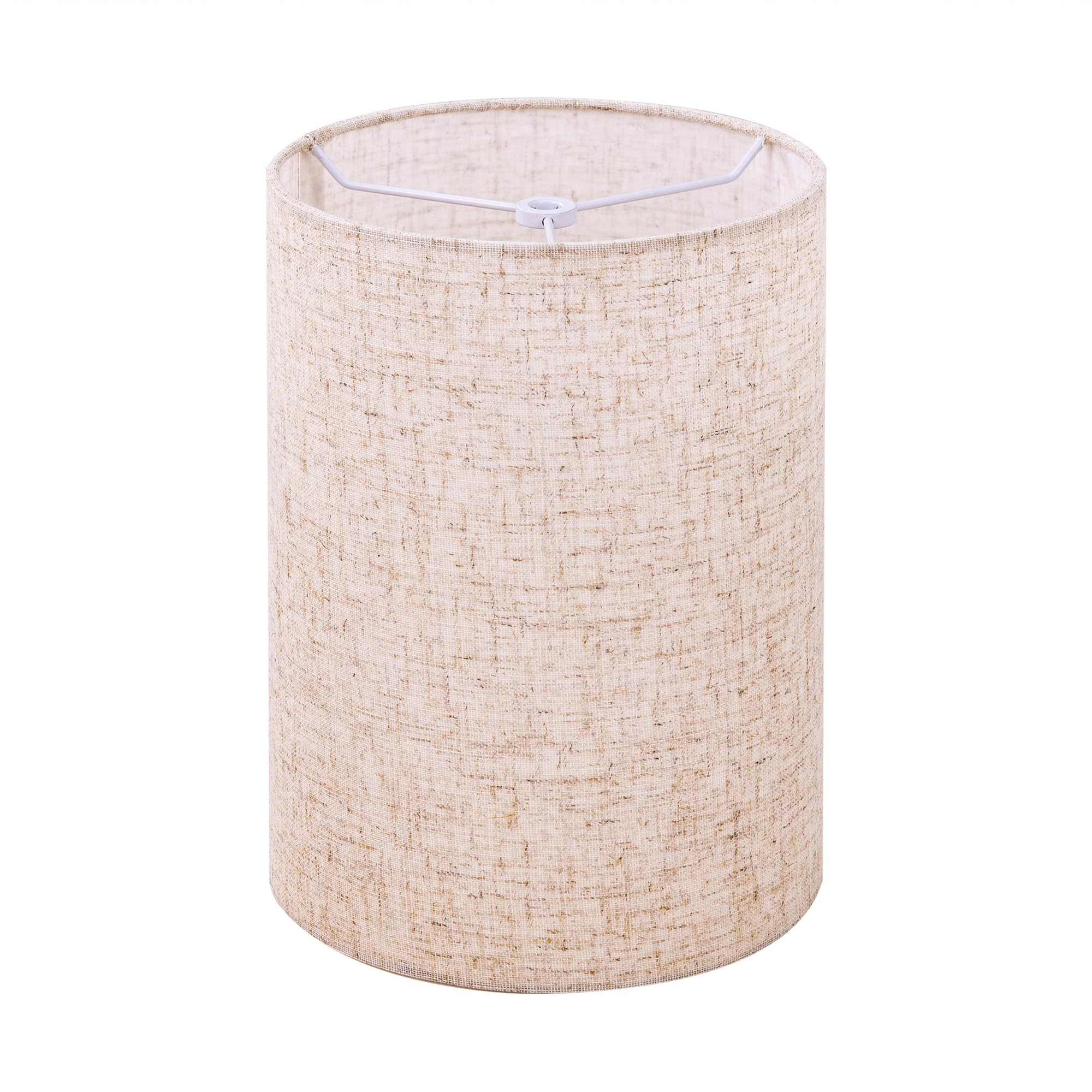 Wellmet Linen 8x8x11 Inch Drum Lampshade - No Assembly Required, Classic Modern Fabric Lamp Shade for Table Lamps, Bedside Lamps & Floor Lamps with Spider Fitter - Perfect for Living Room, Bedroom & Office Decor