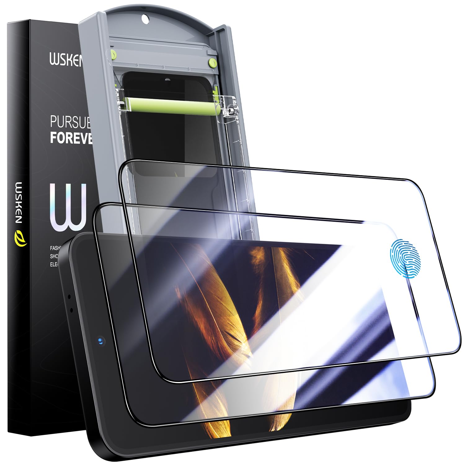 WSKEN Tempered Glass Screen Protector for Samsung Galaxy S24 6.1 inch - 2 Pack, Anti-Glare, 9H Hardness, 10X Shatterproof, Full Coverage, Fingerprint Unlock Support, Auto Dust Removal, Zero Bubble - Perfect for Daily Use, Gaming, and Outdoor Activities