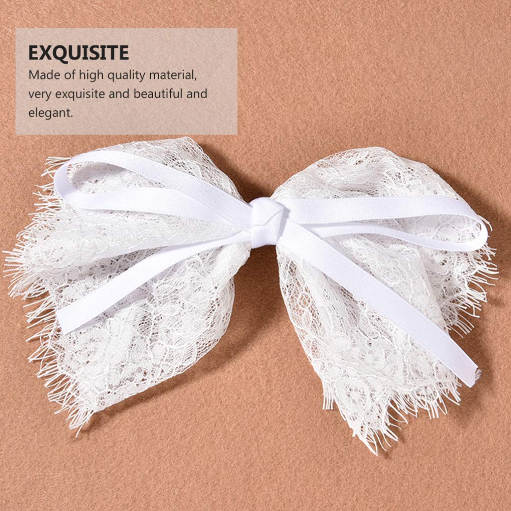 Minkissy Big Bow Hair Barrette - Elegant Lace Bowknot Hair Clips with Ribbon for Women, Girls & Teens | Perfect for Weddings, Parties & Daily Styling (Black)