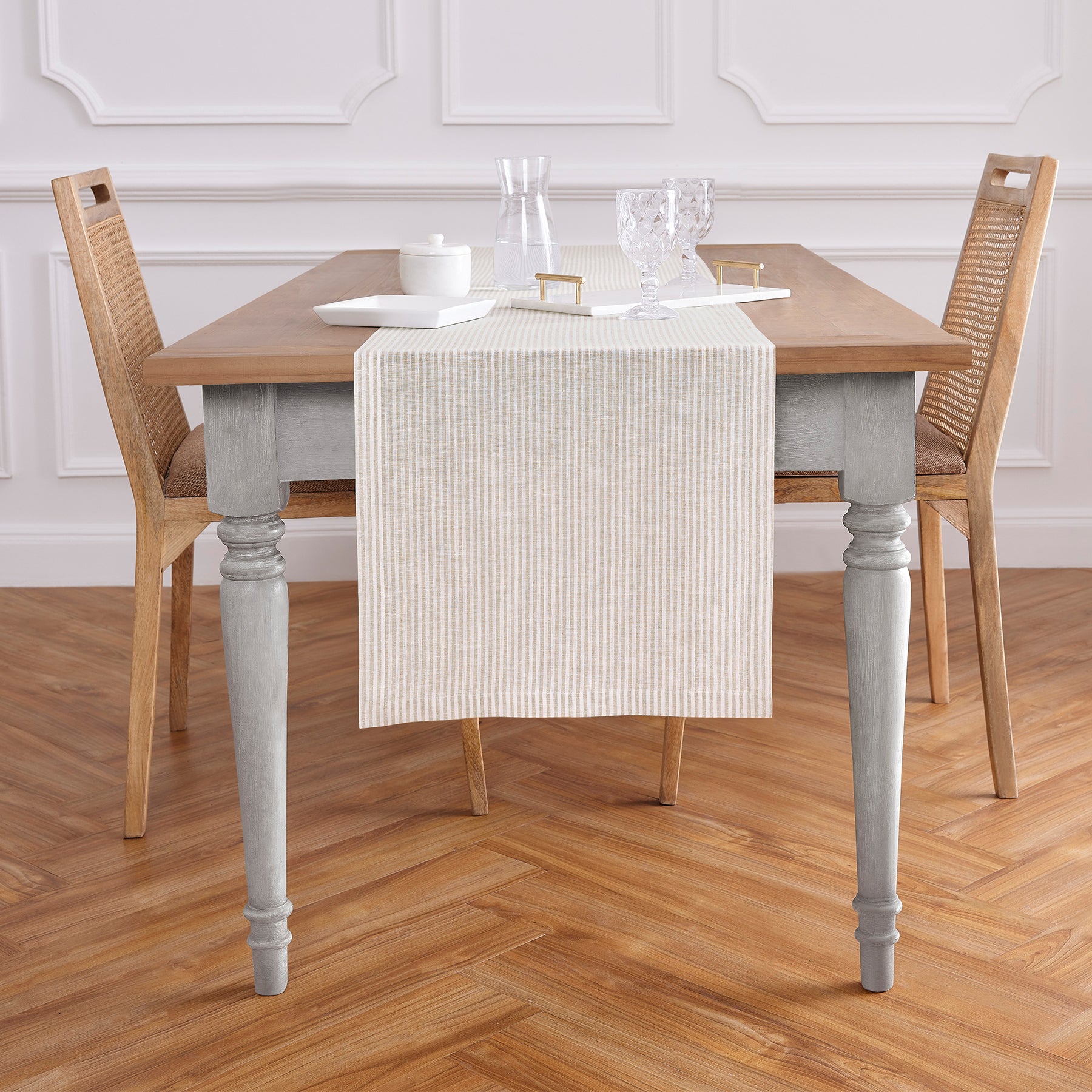 Elegant Narrow Stripe Table Runner - 16 Inch & 18 Inch Wide Options for Dining Table Decor, Wedding Centerpiece, and Holiday Table Setting