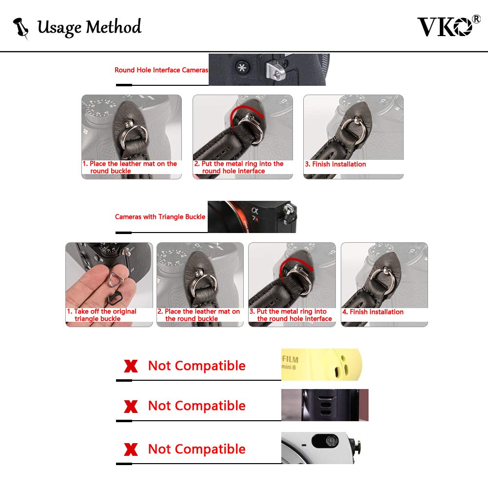 VKO Camera Strap - Durable Climbing Rope Neck & Shoulder Strap for DSLR, SLR, Mirrorless Cameras with Round Hole Interface (100cm, Black) - Perfect for Travel, Hiking & Outdoor Photography