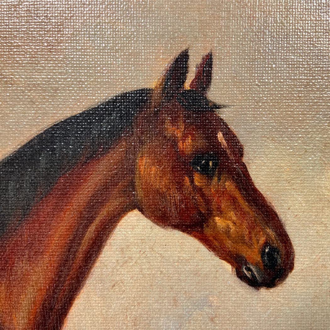 William Barraud Hunter in Landscape Equestrian Horse Oil Painting Print on Canvas - Antiqued Gold Frame - 11.5x13.5 Inches - Ready to Hang Wall Art for Living Room, Office & Study Decor
