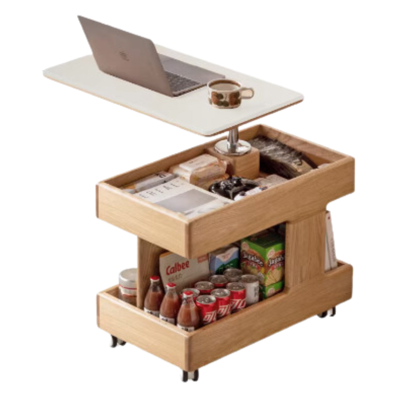 Premium Solid Wood Rotating Mobile Side Table - Oak, Cherry, Black Walnut | Modern End Table for Living Room, Bedroom, Office & Small Spaces