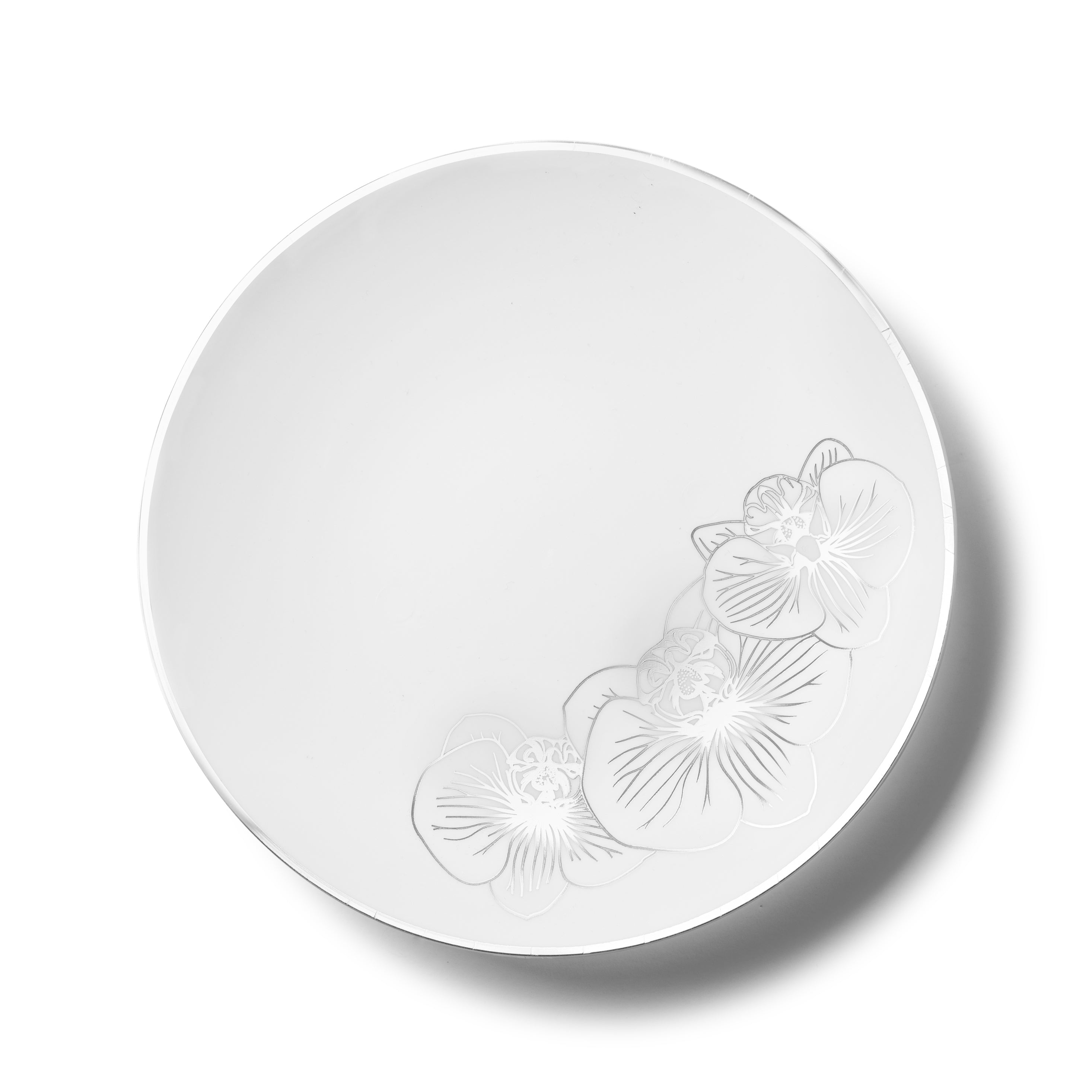 White and Silver Plastic Party Bundle - Elegant Orchid Theme for Weddings, Birthdays & Special Events - Bulk Disposable Tableware Set