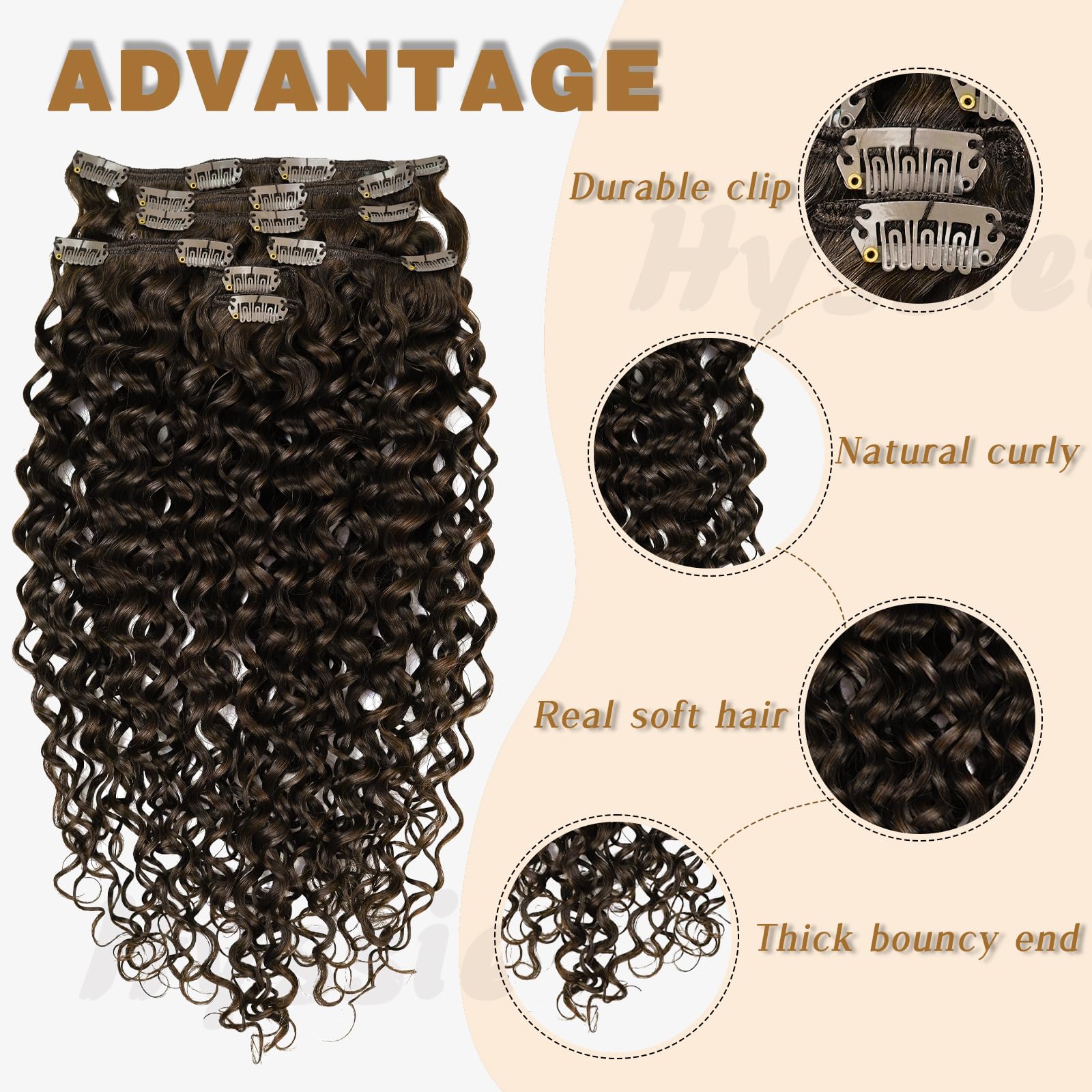 7pcs Curly Human Hair Clip-in Extensions with 16 Clips - 120g Soft Thick Wavy Real Human Hair in Dark Brown #2 for Volume & Length - Perfect for Parties, Weddings & Daily Styling