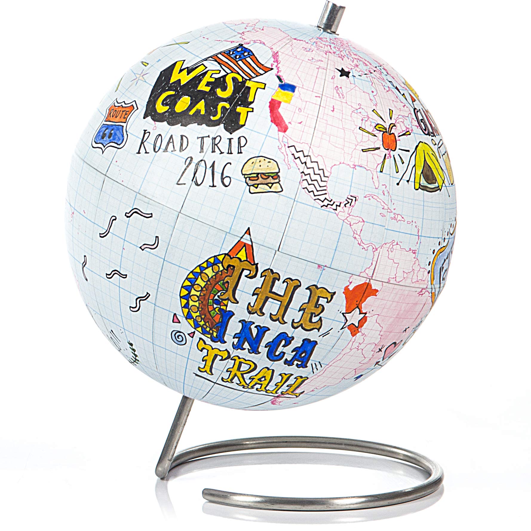 SUCK UK Globe Journal Notebook - Small Travel Diary with Multicolor Cover - Perfect for Travelers, Journaling & Gift Giving