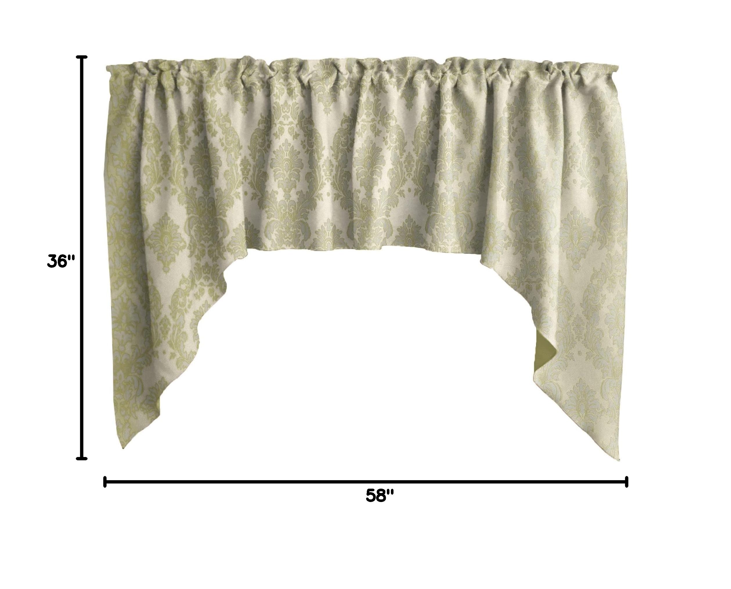 Lovemyfabric Damask Taffeta Polyester Swag Valance Window Treatment - 58