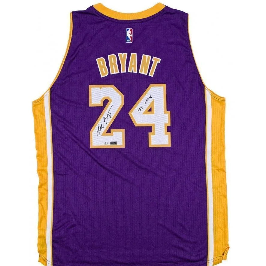 Kobe Bryant Signed Lakers Purple Jersey - 5x NBA Champion Inscribed #D/124 with COA - Perfect for Sports Memorabilia Collections & Lakers Fans Gift