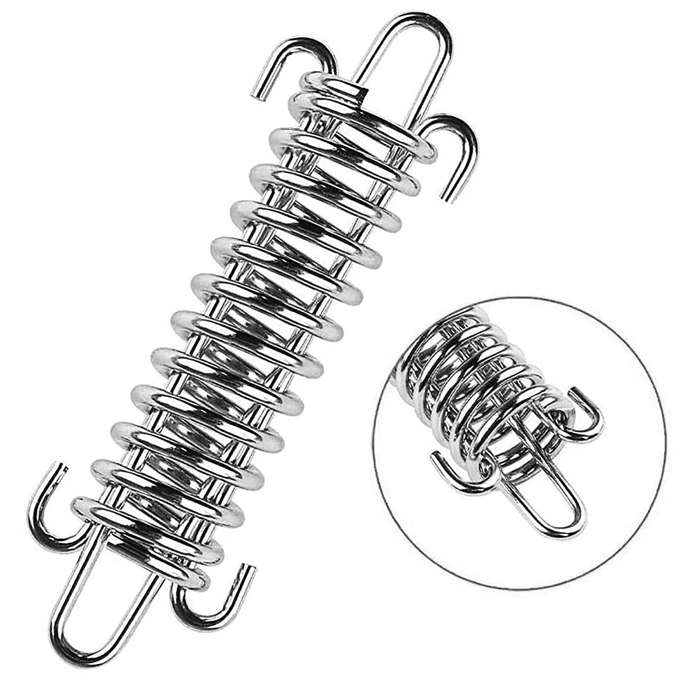 Heavy Duty Stainless Steel Tent Spring Buckle - 4Pcs Damping Spring Sunshade Awning Rope Tensioner for Outdoor Camping, Beach Tents & Dog Training | Durable Tent Accessories for Secure Shelter Setup
